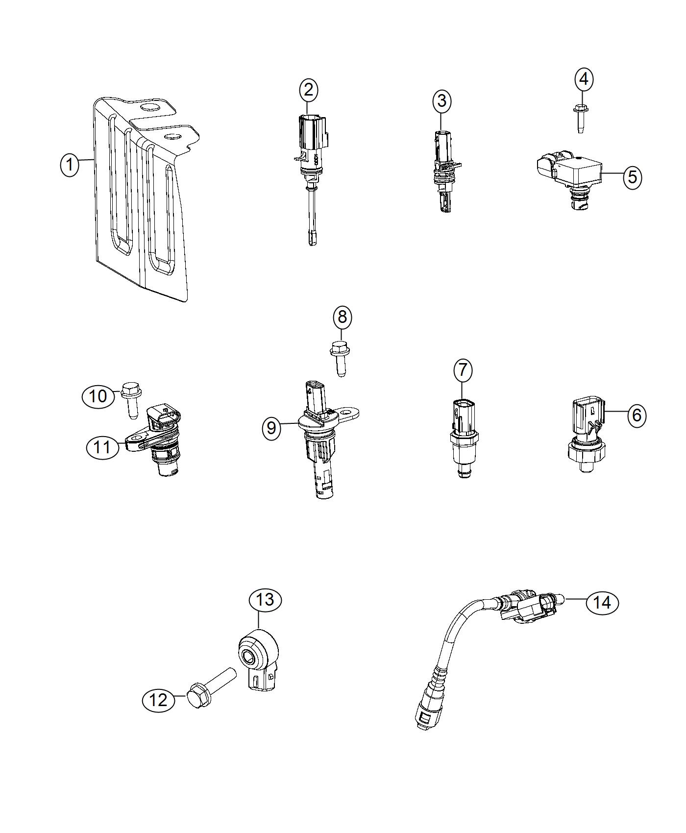 Diagram Sensors, Gas Engine. for your Jeep