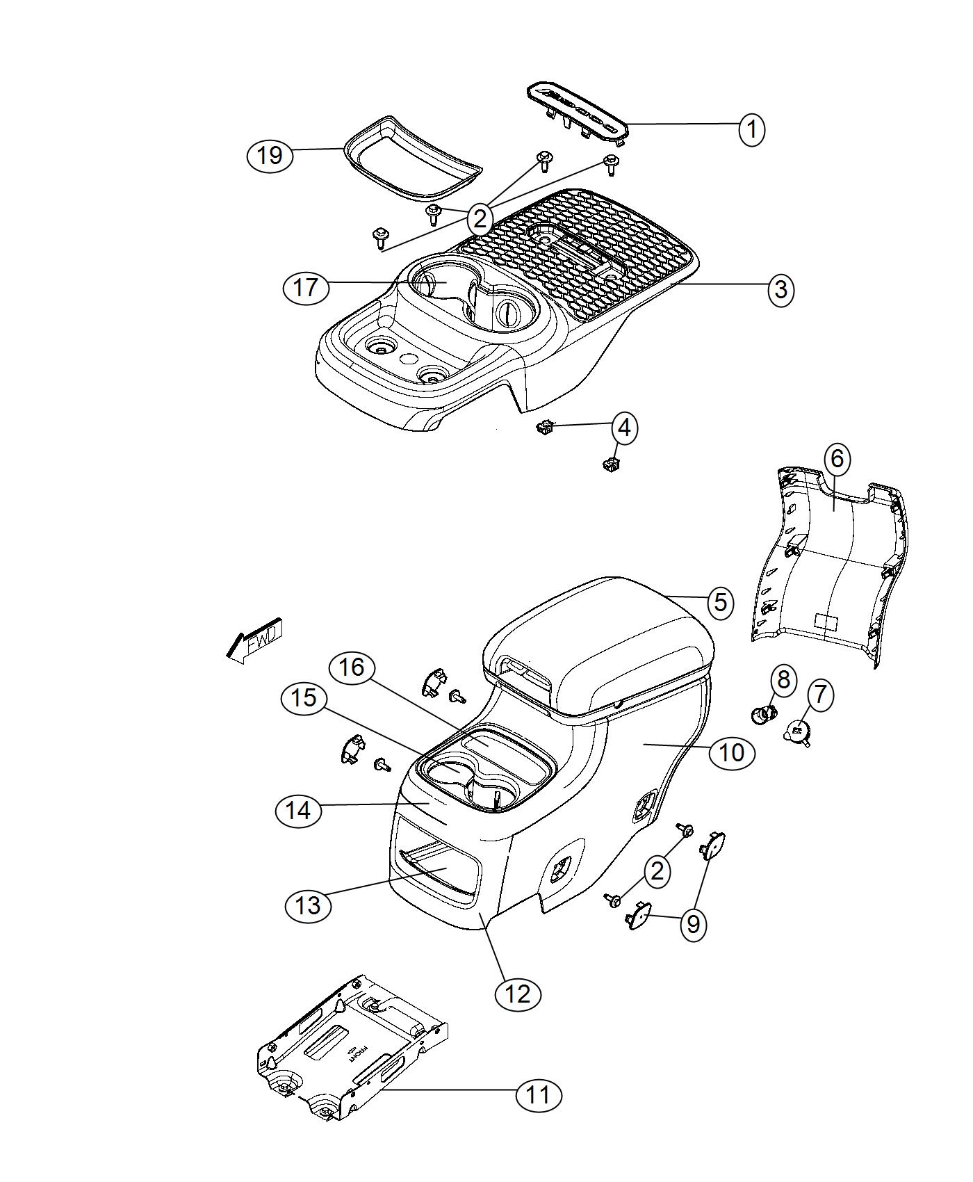 Diagram Floor Console Rear. for your Dodge