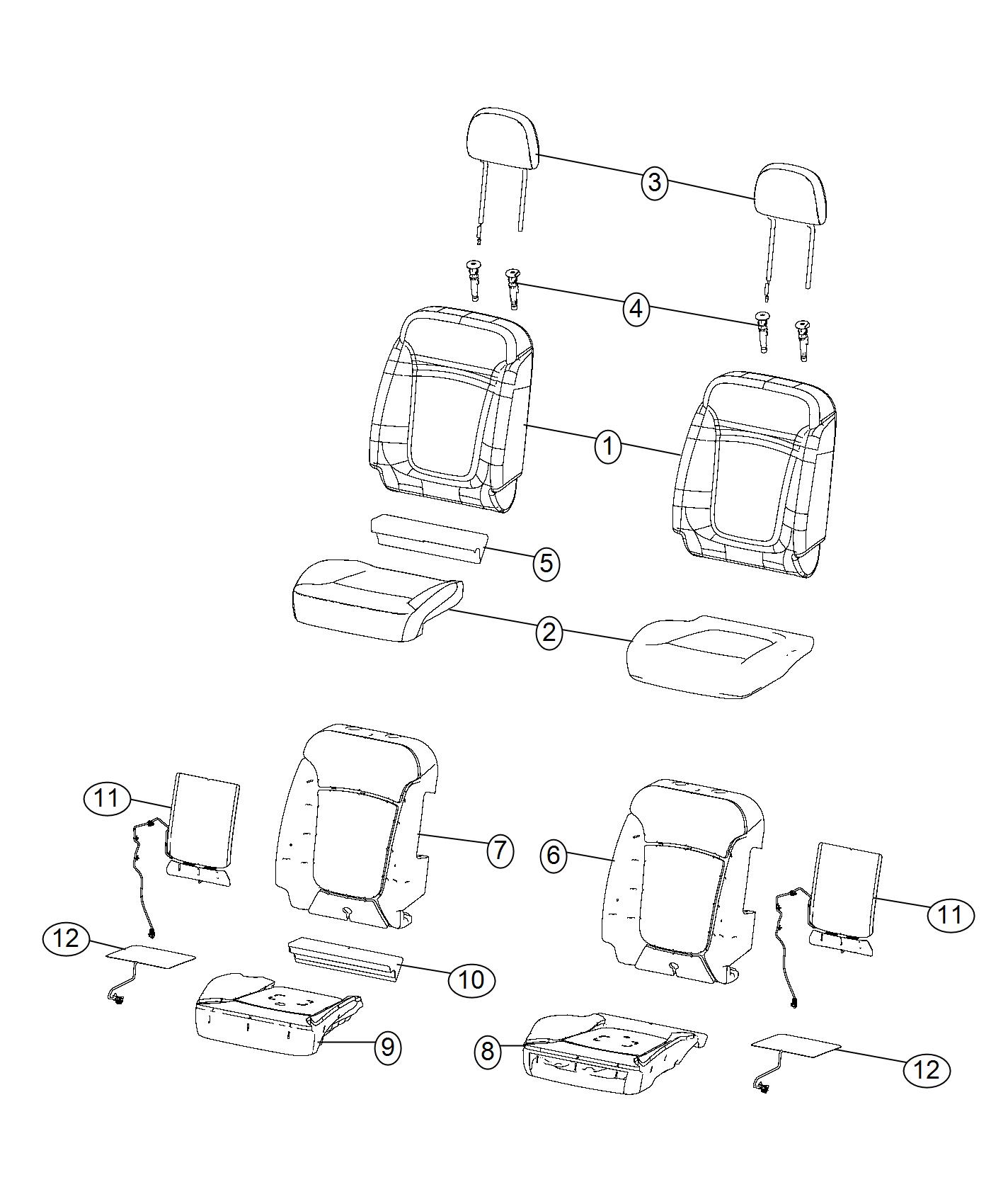 Diagram Front Seat - Bucket - Trim Code [Diesel Gray/Citrus]. for your 2000 Chrysler 300  M 