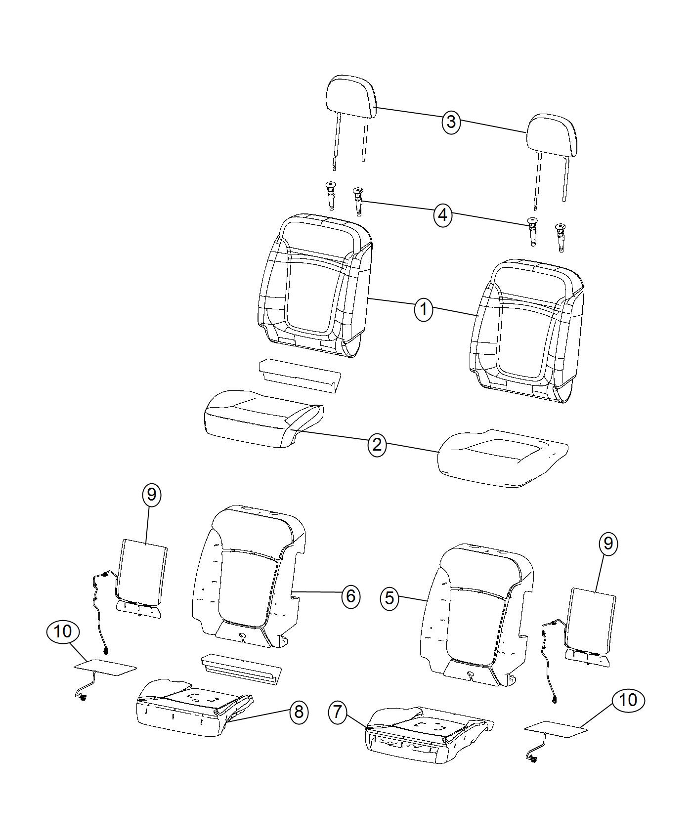 Diagram Front Seat - Bucket - Trim Code [Med Slate Gray]. for your 2000 Chrysler 300  M 