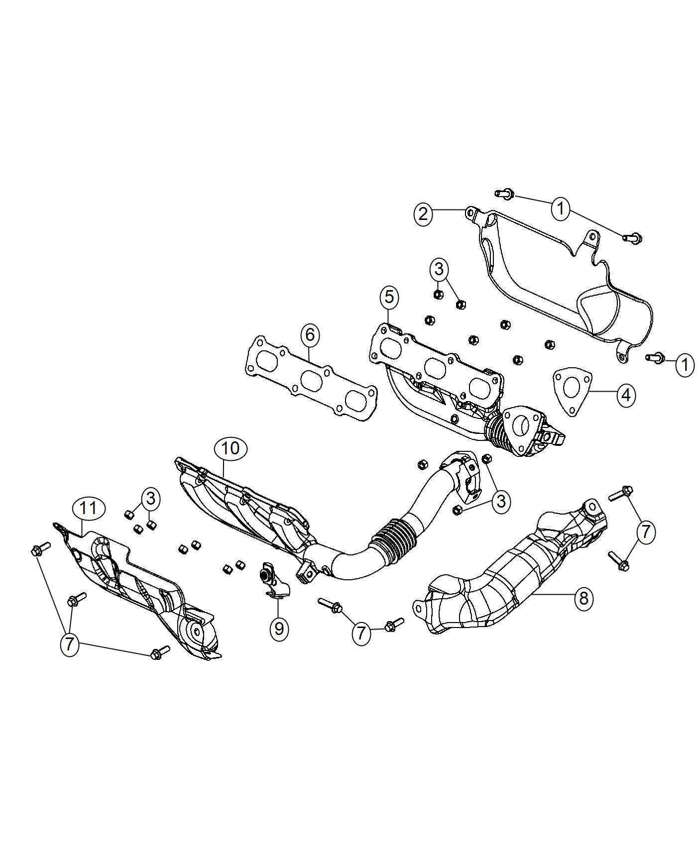 Diagram Exhaust Manifolds 3.0L Diesel [3.0L V6 Turbo Diesel Engine]. for your 2023 Jeep Grand Cherokee LAREDO  