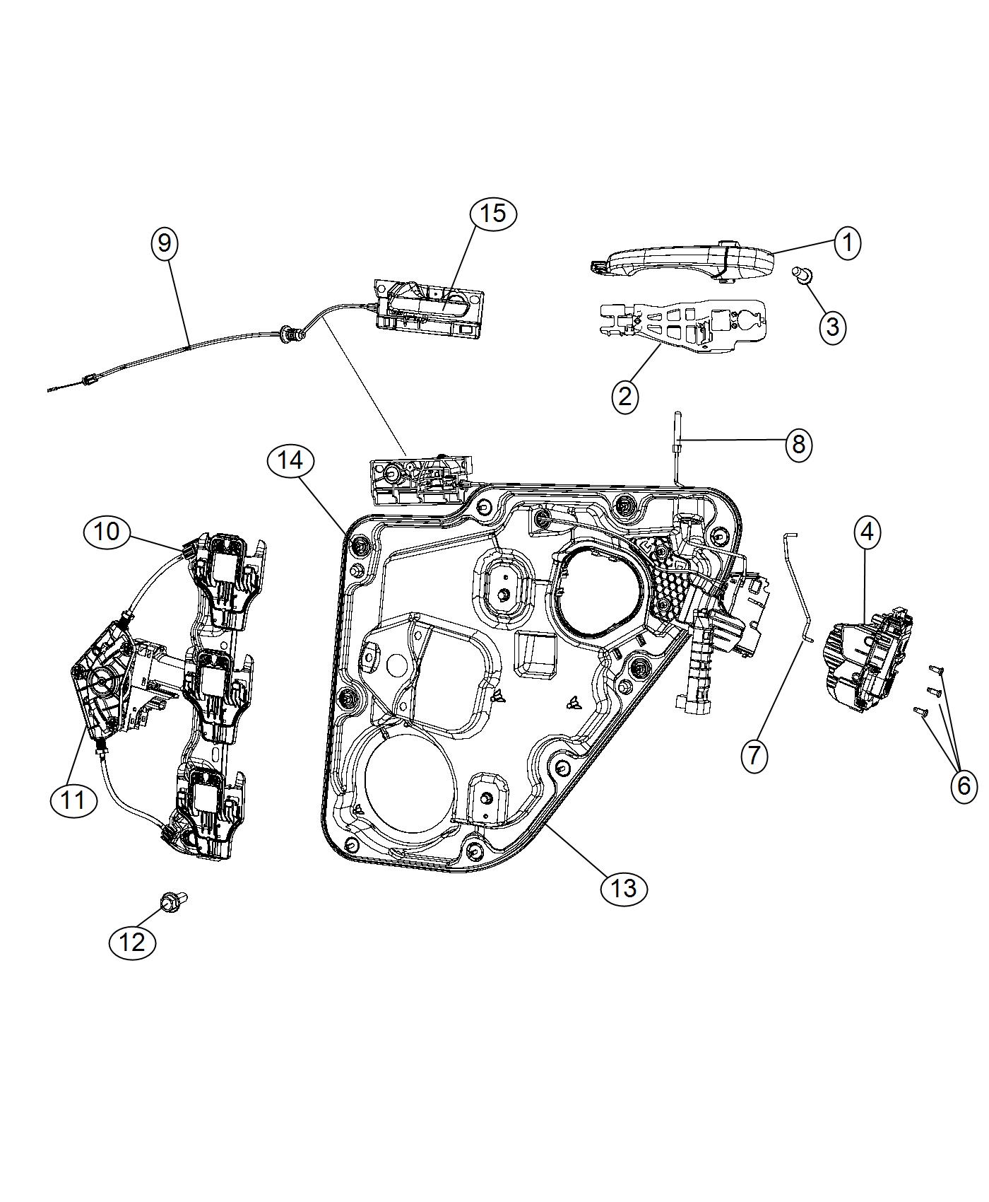 Diagram Rear Door, Hardware Components. for your 2001 Chrysler 300  M 