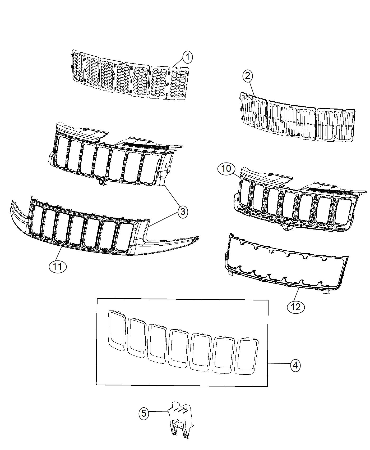 Diagram Grilles. for your 2005 Jeep Wrangler   