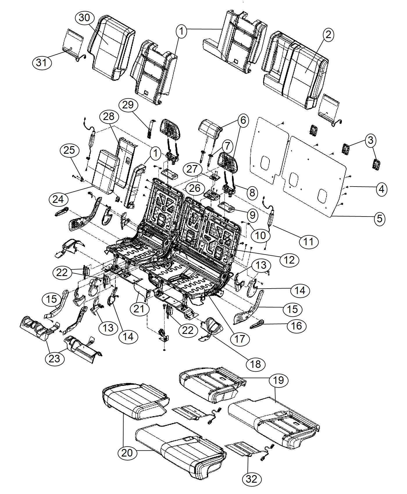 Rear Seat - Split Seat - Trim Code [HL]. Diagram