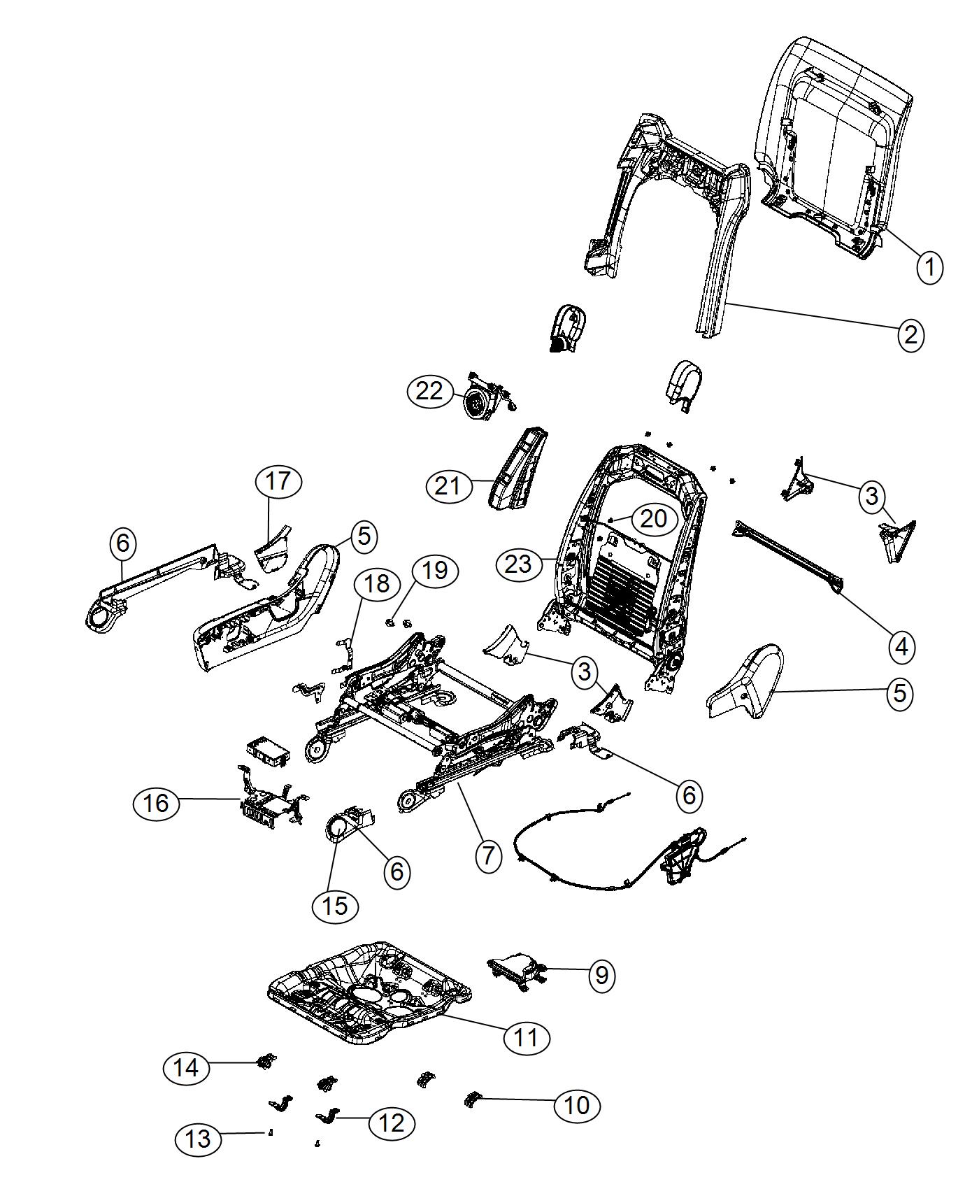 Diagram Adjusters, Recliners and Shields - Passenger Seat - Power. for your Jeep