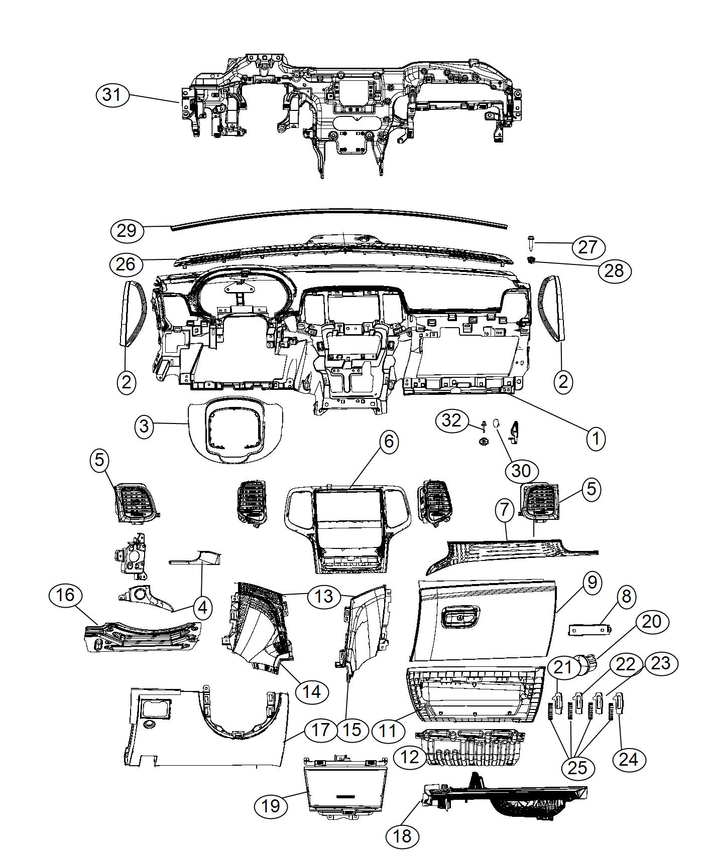 Diagram Instrument Panel - LHD. for your Jeep