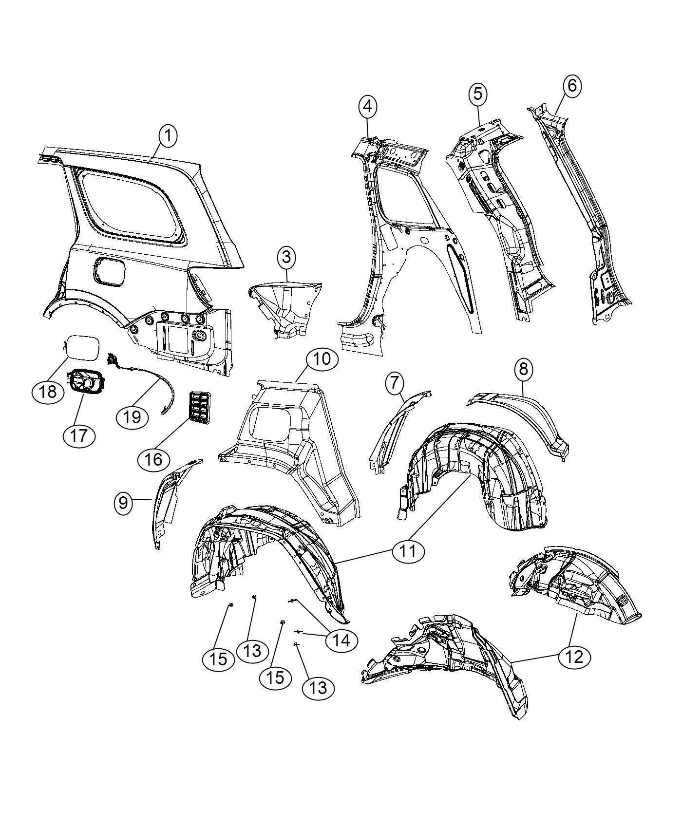 Quarter Panel and Fuel Filler Door. Diagram