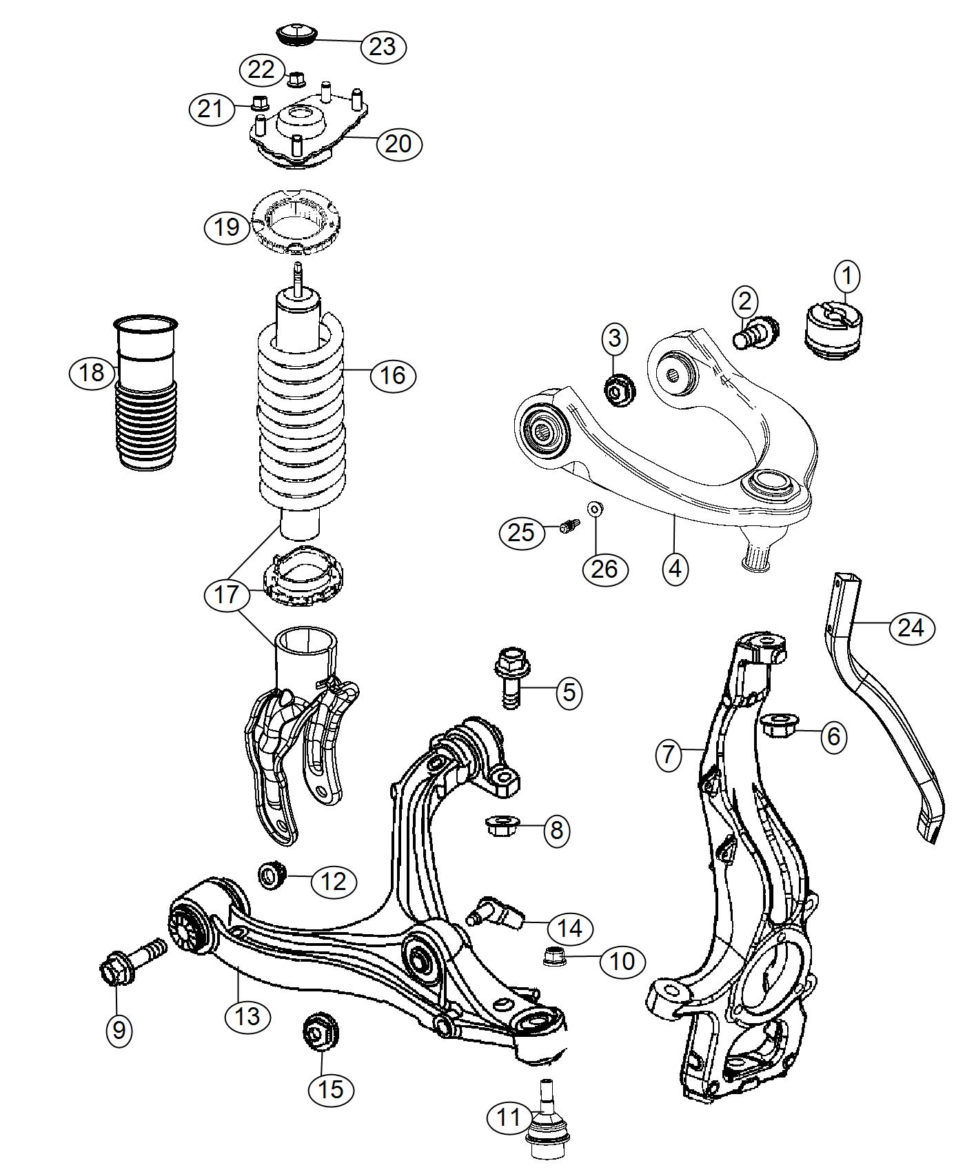 Diagram Suspension, Front. for your 2002 Chrysler 300  M 