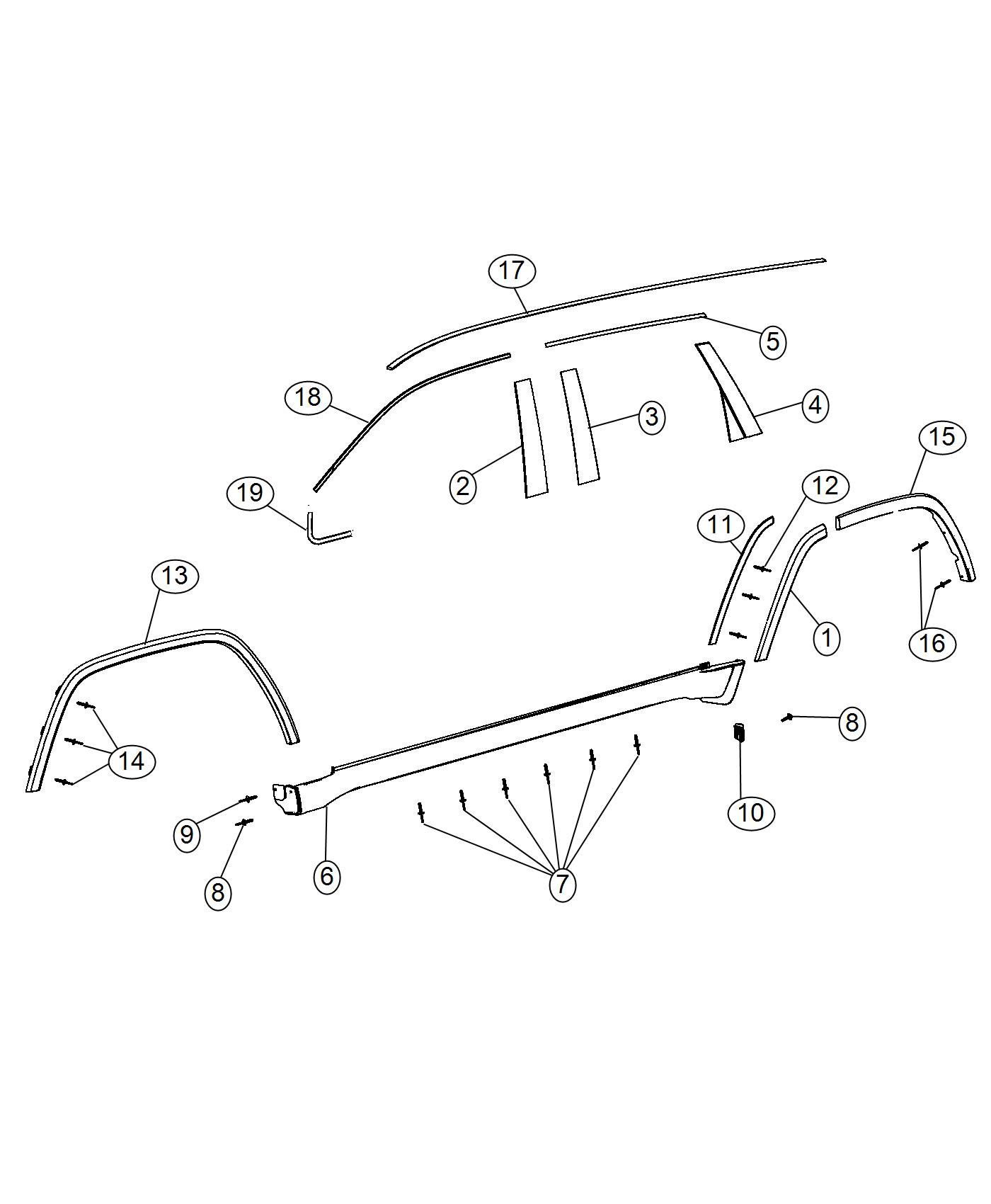 Diagram Exterior Ornamentation. for your 2013 Jeep