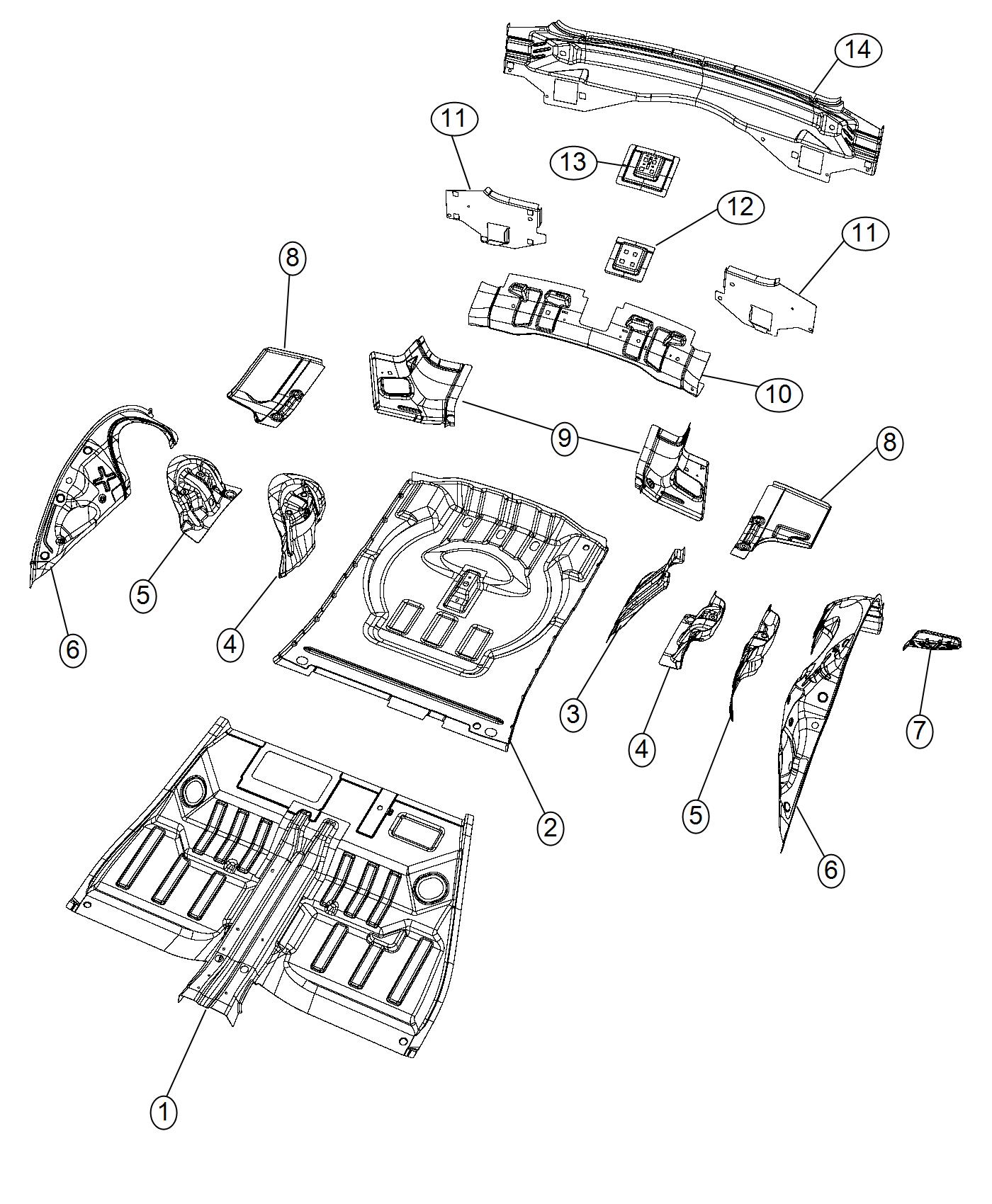 Diagram Rear Floor Pan. for your Jeep