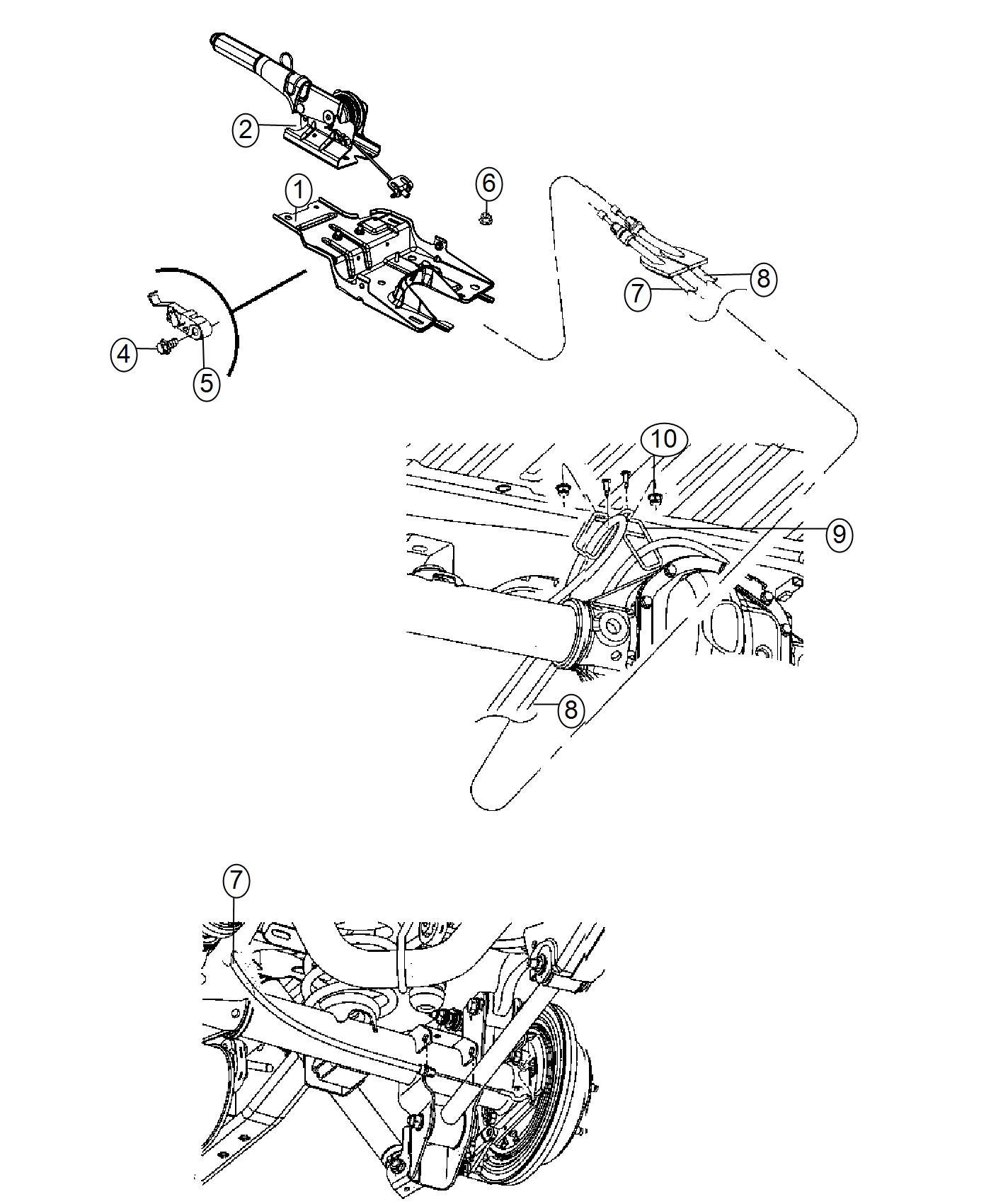 Park Brake Lever Assembly and Cable. Diagram