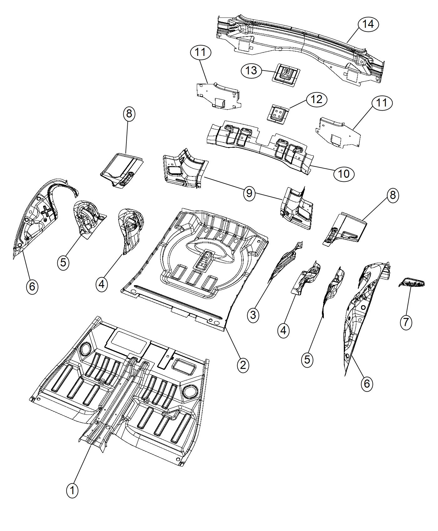 Diagram Rear Floor Pan. for your Jeep