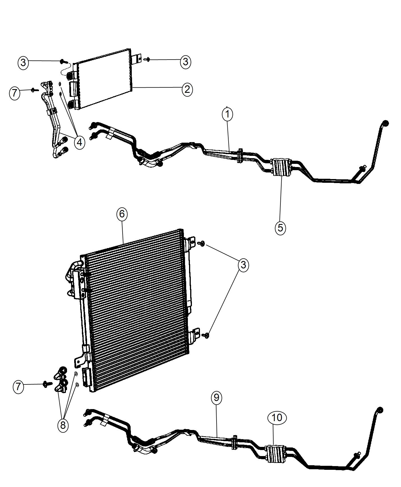 Diagram Transmission Oil Cooler and Lines. for your 2002 Jeep Wrangler   