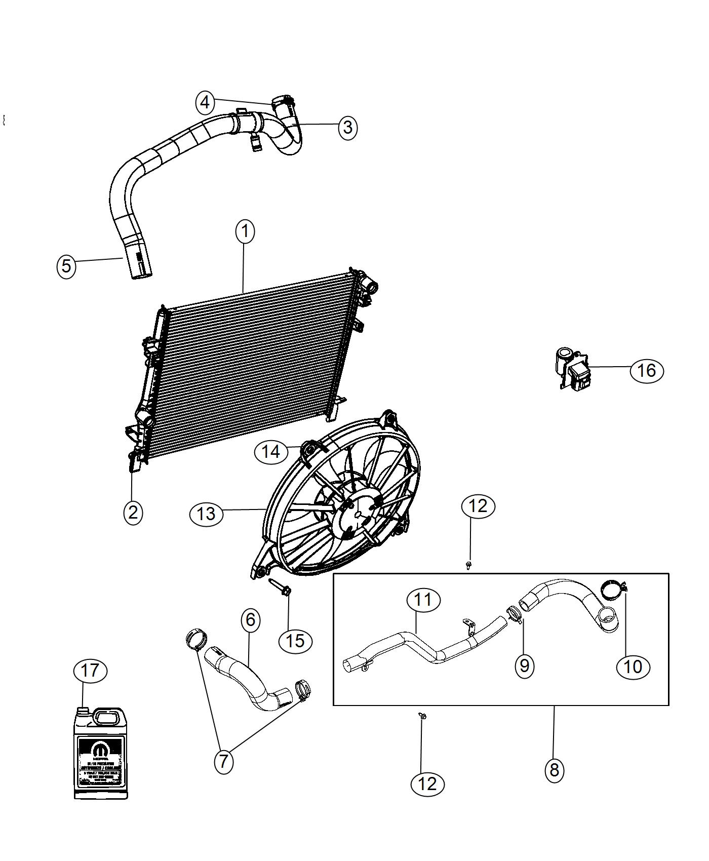 Diagram Radiator and Related Parts. for your 2015 Dodge Journey  CREW-PLUS () 