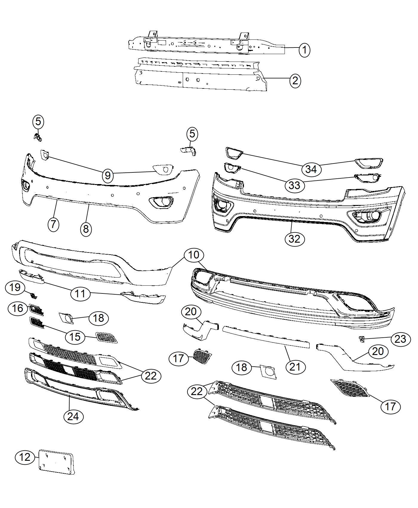 Diagram Fascia, Front. for your Jeep