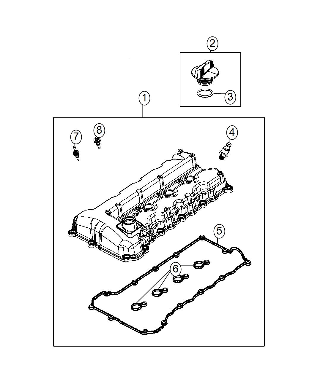 Diagram Cylinder Head Cover 2.0L [2.0L I4 DOHC Engine]. for your 2017 Jeep Cherokee   