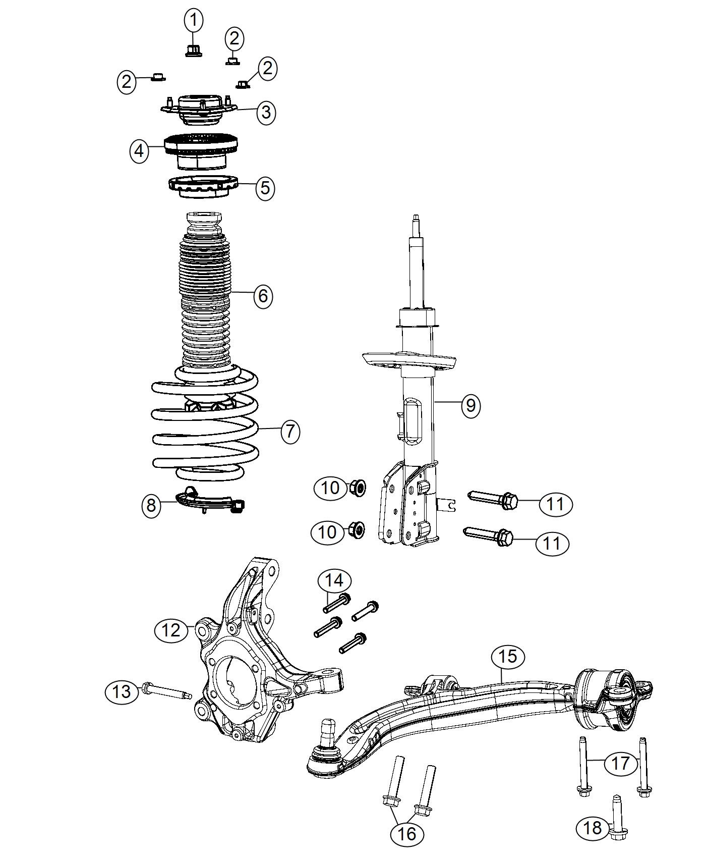 Chrysler Pacifica Strut. Front suspension. Left - 68248733AD | Matt ...