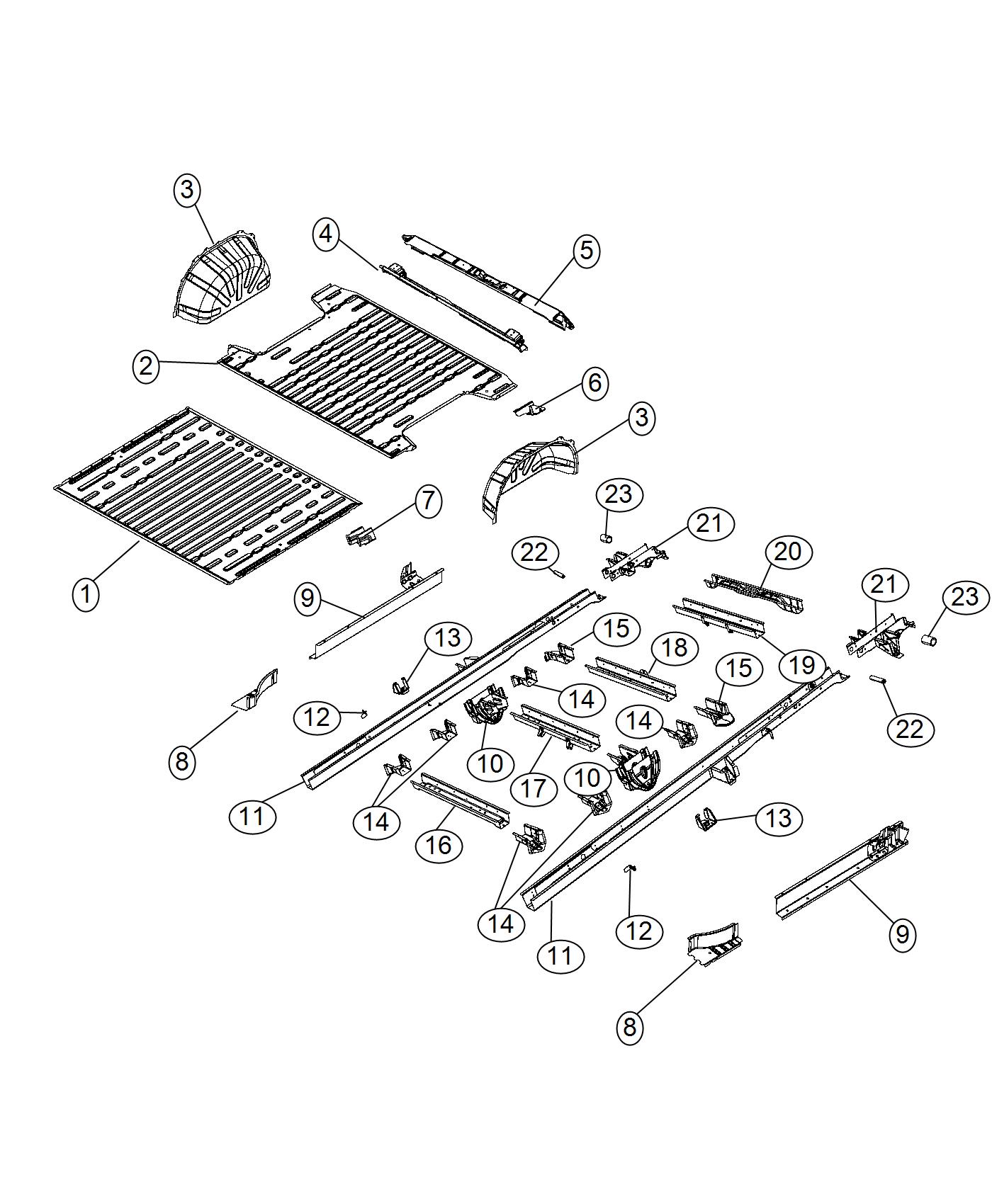 Floor Pan Rear 118 Wheel Base. Diagram