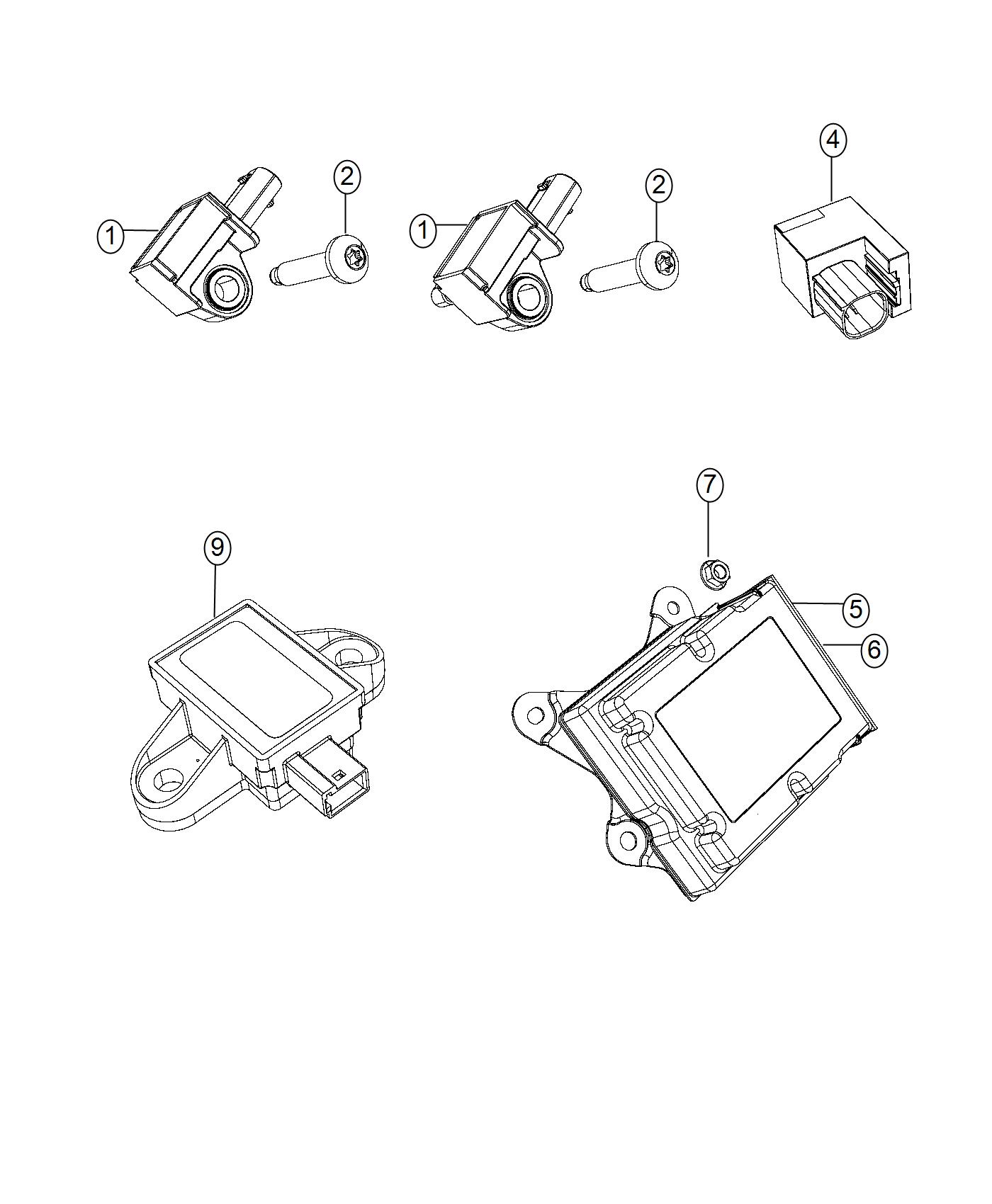 Diagram Air bag Modules , Impact Sensors and Clock Spring. for your 2004 Chrysler 300  M 