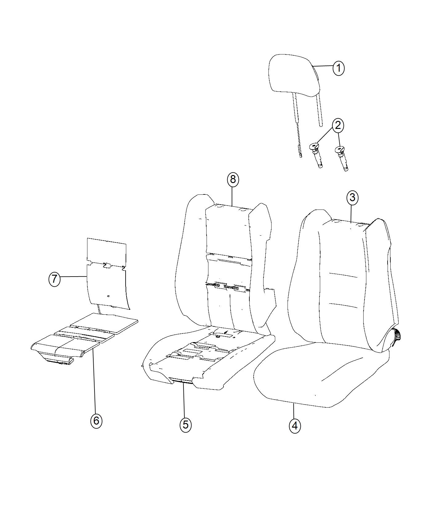 Diagram Front Seat - Bucket Seat - Trim Code [DZ]. for your Chrysler 300  M