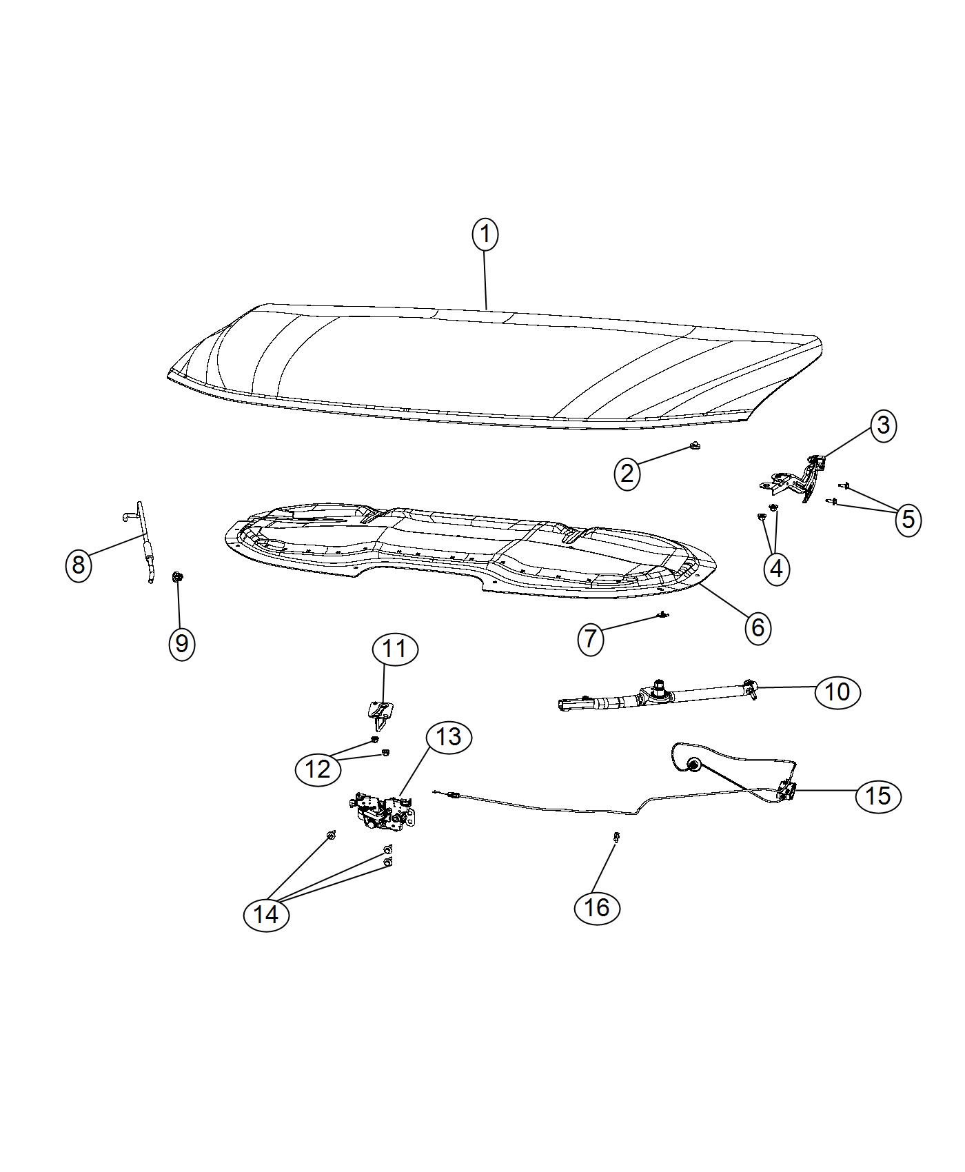 Diagram Hood and Related Parts. for your Chrysler Pacifica  