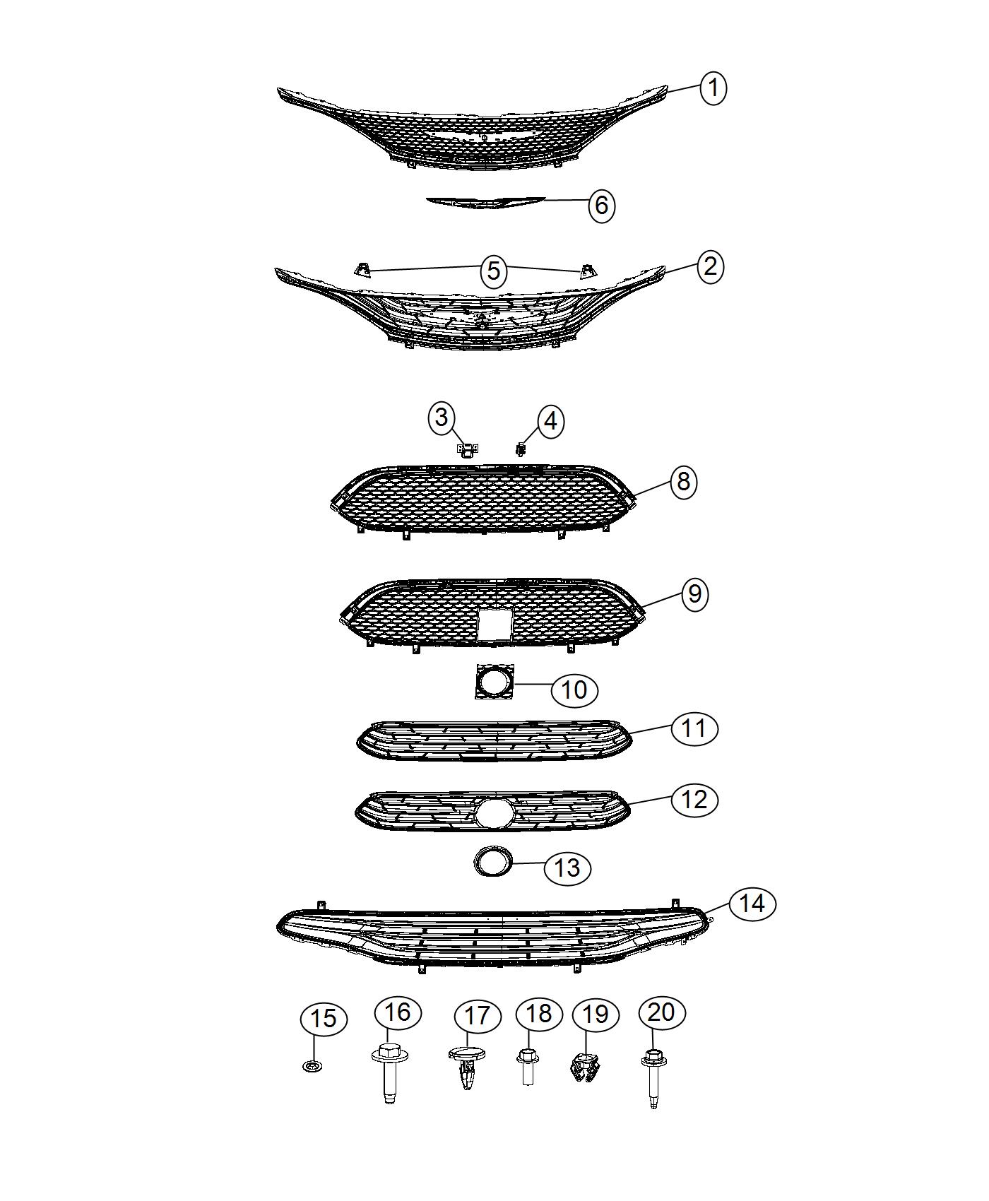 Diagram Grilles. for your Chrysler Pacifica  