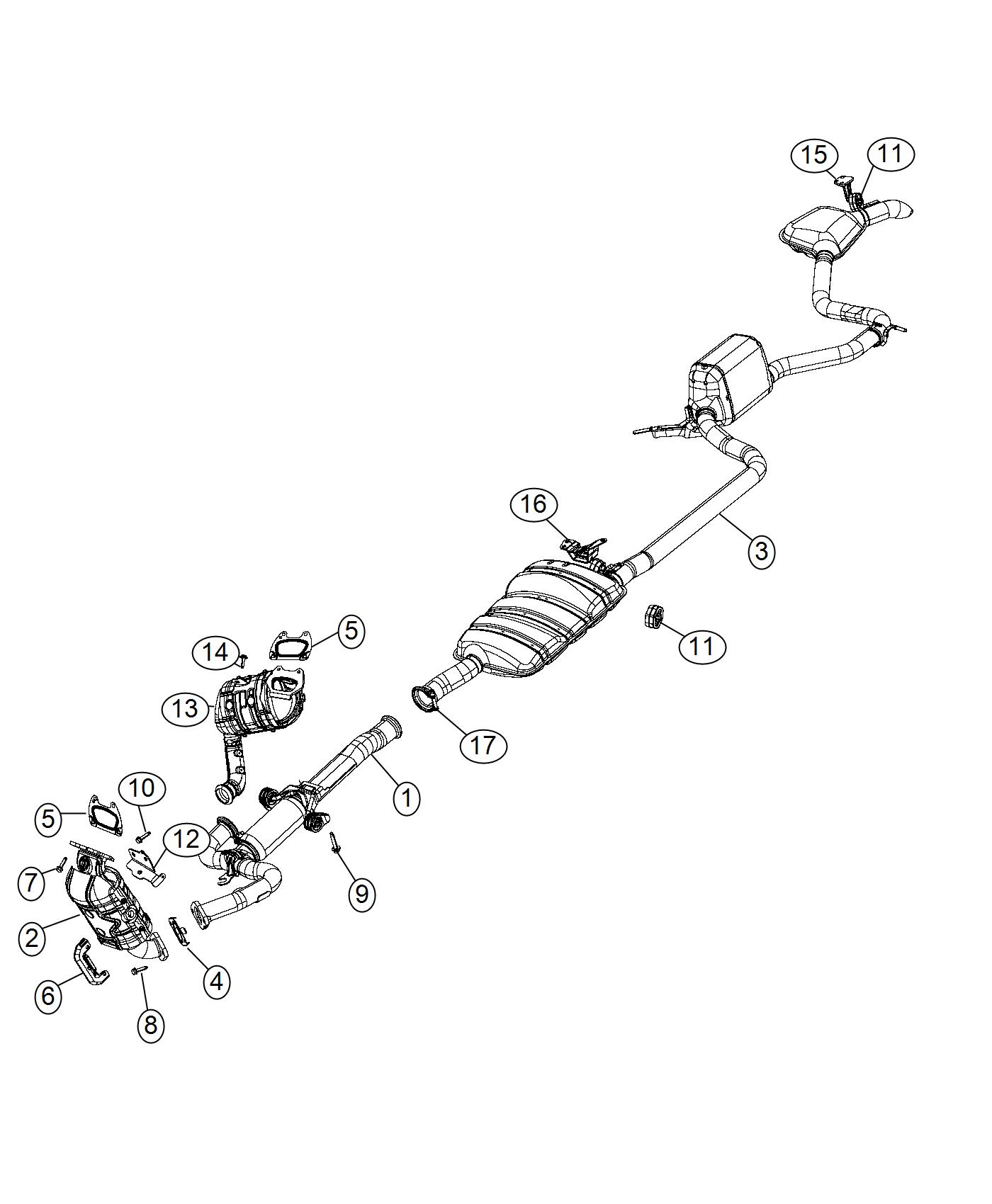 Diagram Exhaust System 3.6 L [ERF], [3.6L V6 24V VVT ENGINE UPG I W/ESS]. for your 2017 Chrysler Pacifica   