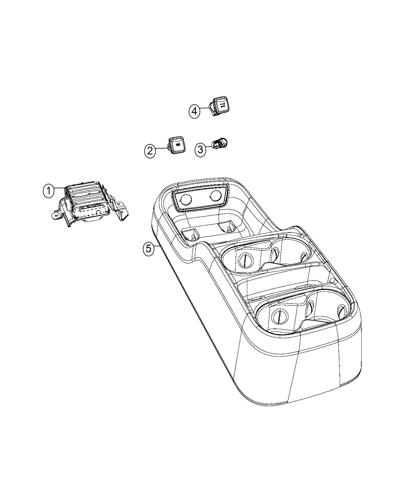 Diagram Module, Center Console USB Connector and Power Inverter. for your Chrysler Pacifica  