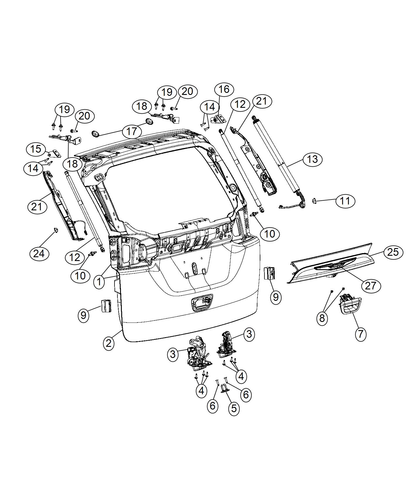 Diagram Liftgate. for your 2024 Chrysler Pacifica   