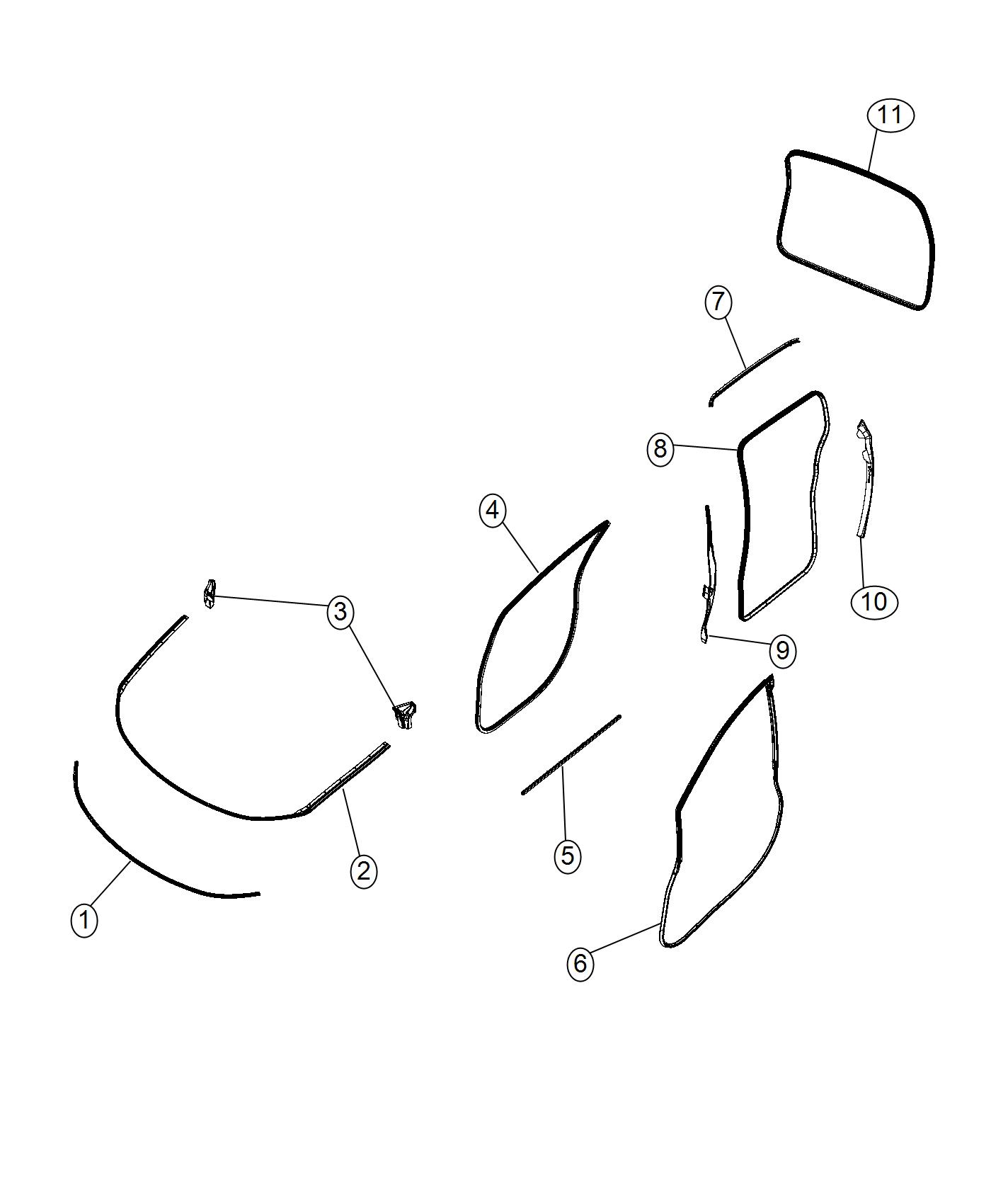 Diagram Body Weatherstrips and Seals. for your 2019 Chrysler 300   