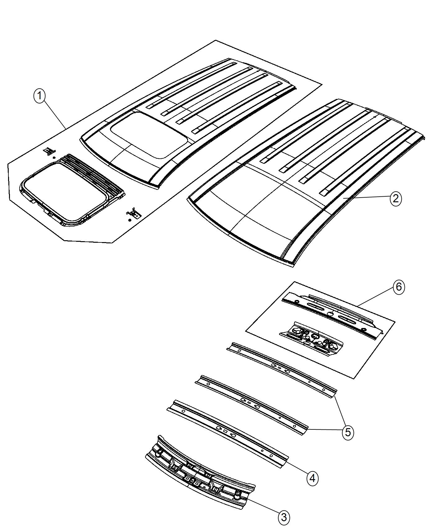 Diagram Roof Panel. for your 2003 Ram 3500   