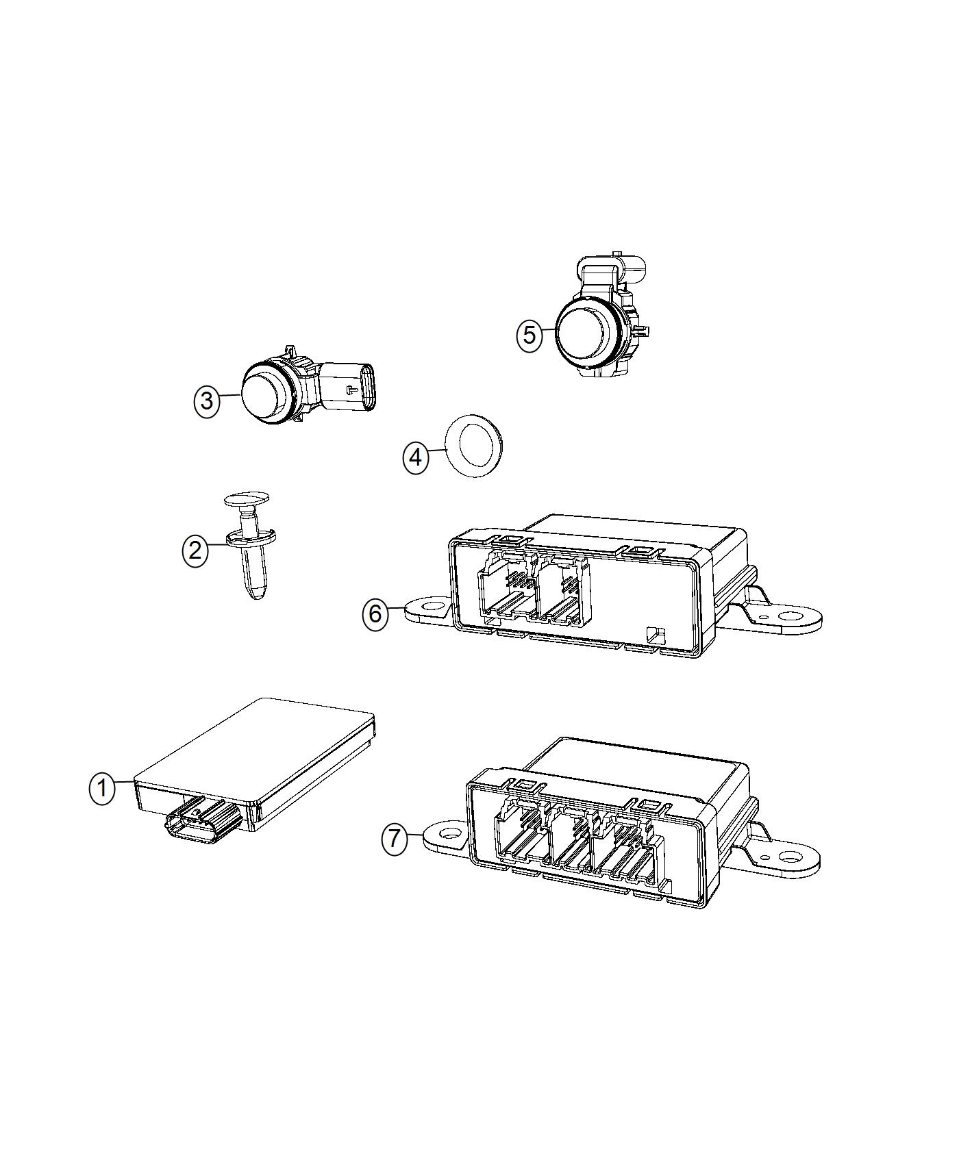 Module, Parking Sensors and Parking Assistance Control. Diagram