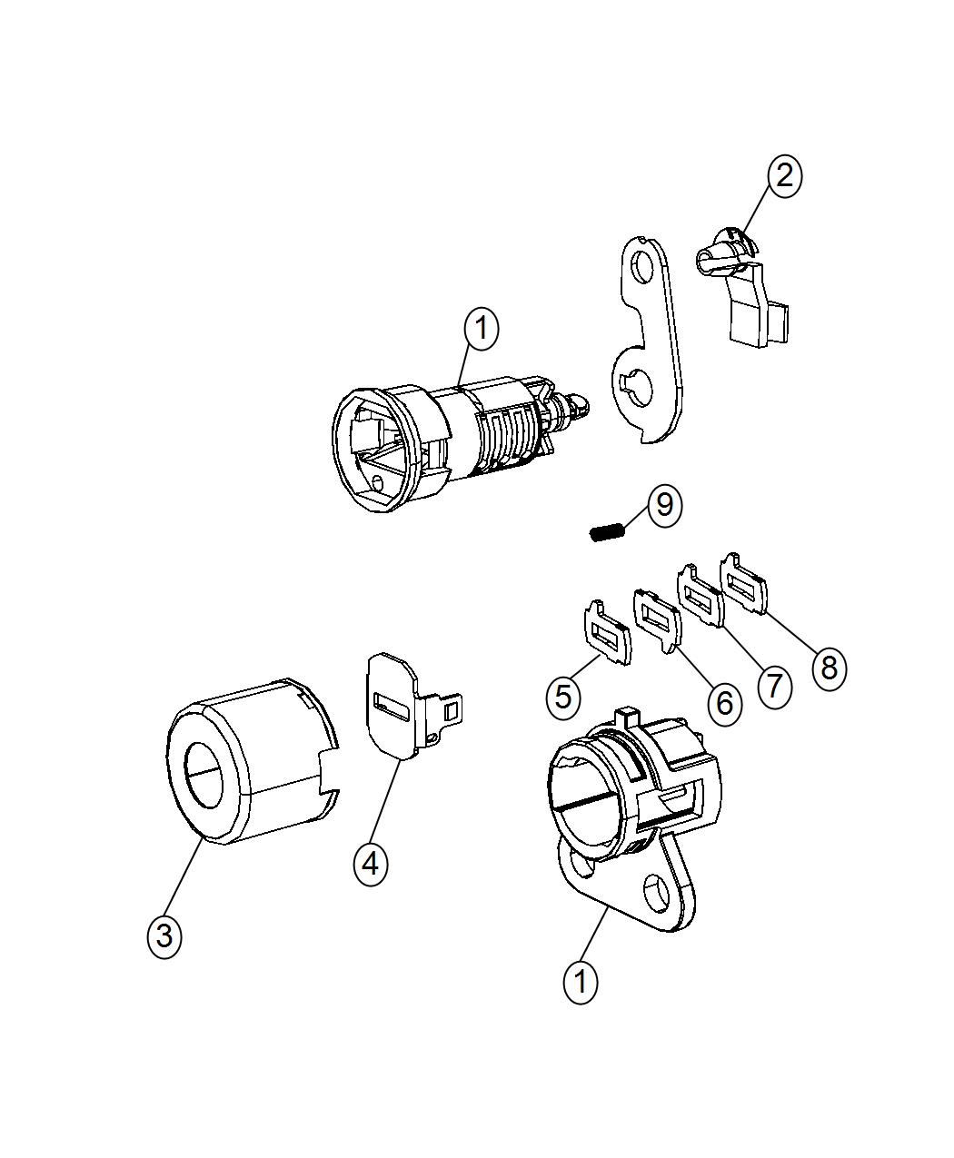 Diagram Door Lock Cylinders. for your 2009 Dodge Journey SE  