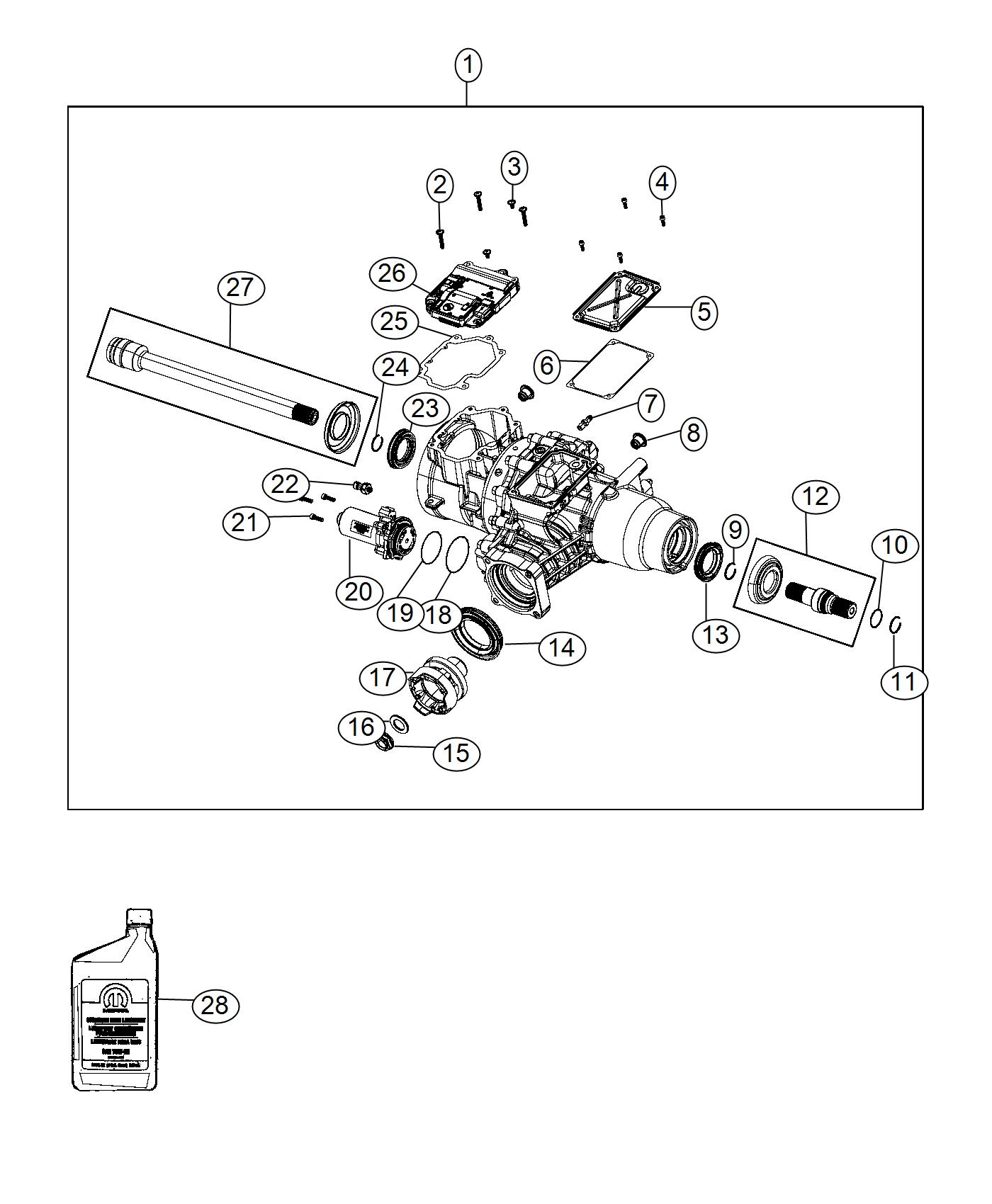 Diagram Housing and Differential With Internal Components With [4WD Two Speed Power Takeoff]. for your 2001 Chrysler 300  M 