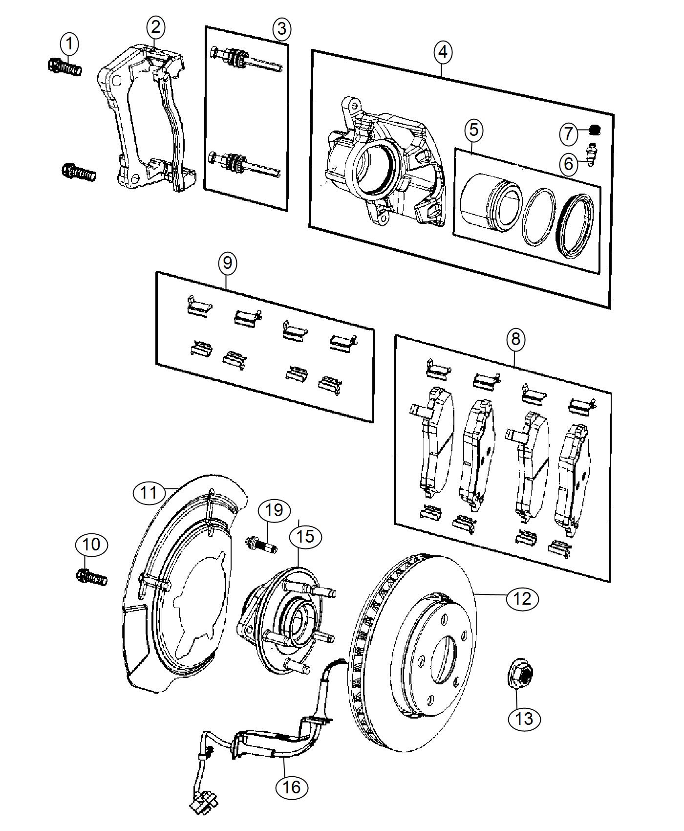 Diagram Brakes, Front. for your 1999 Chrysler 300  M 