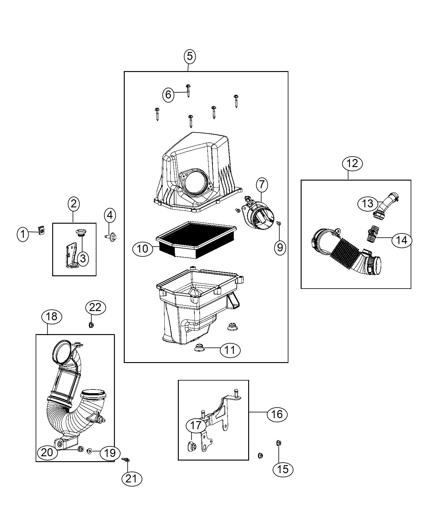 Diagram Air Cleaner 2.0L Diesel [2.0L I4 Turbo Diesel Engine w/ ESS], 2.2L Diesel [2.2L I4 Turbo Diesel Engine w/ ESS]. for your 1999 Chrysler 300  M 