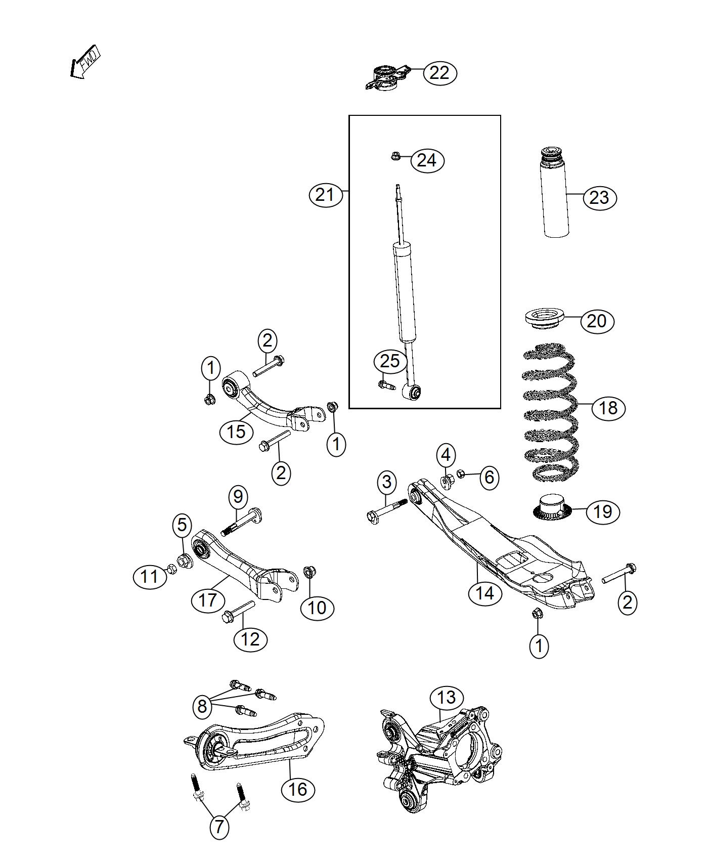 Diagram Suspension, Rear. for your Jeep