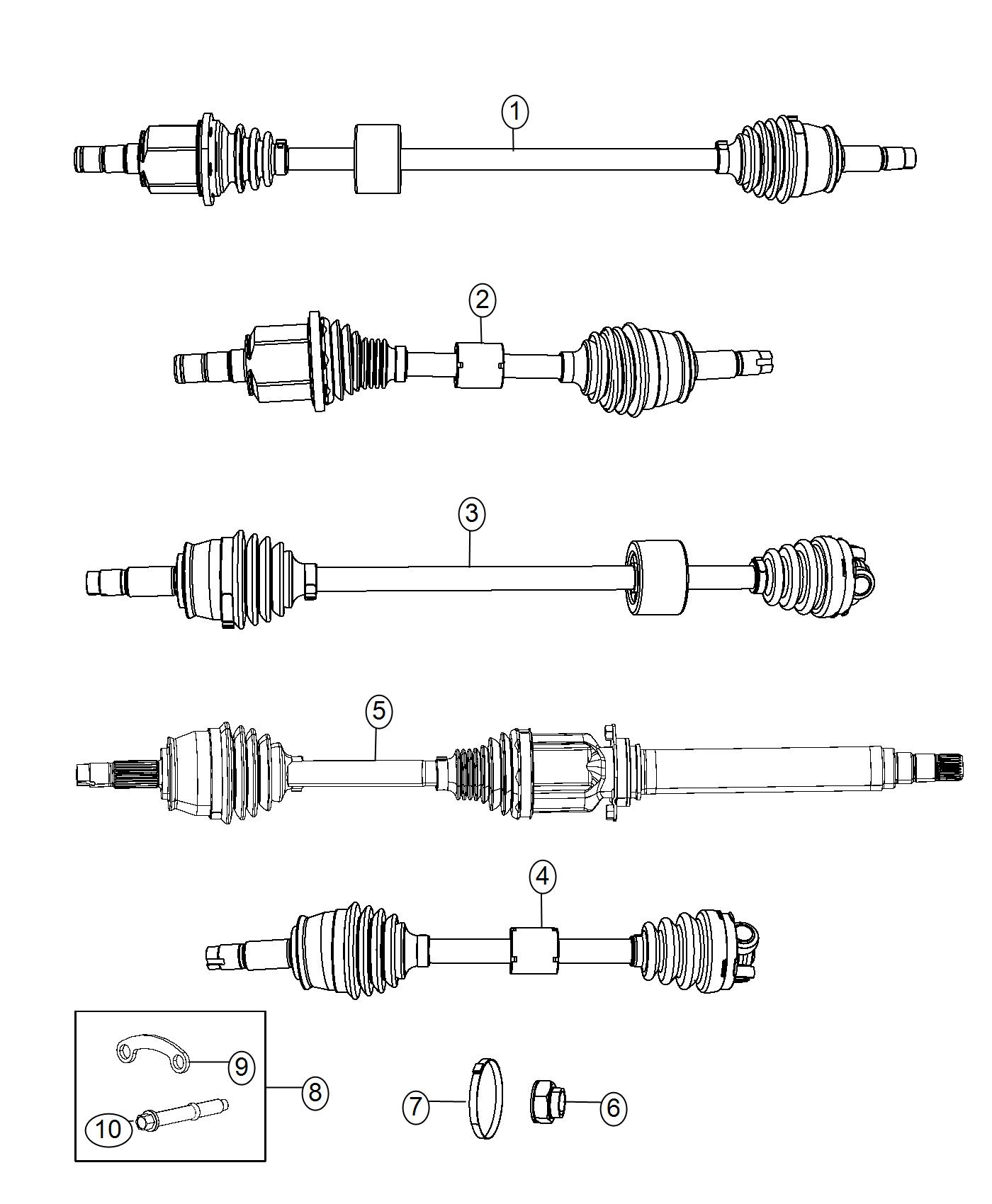 Diagram Front Axle Drive Shafts. for your Ram