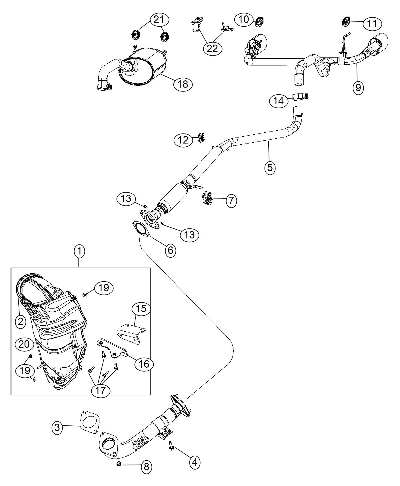 Exhaust System 1.4L [1.4L I4 16V MultiAir Turbo Engine]. Diagram