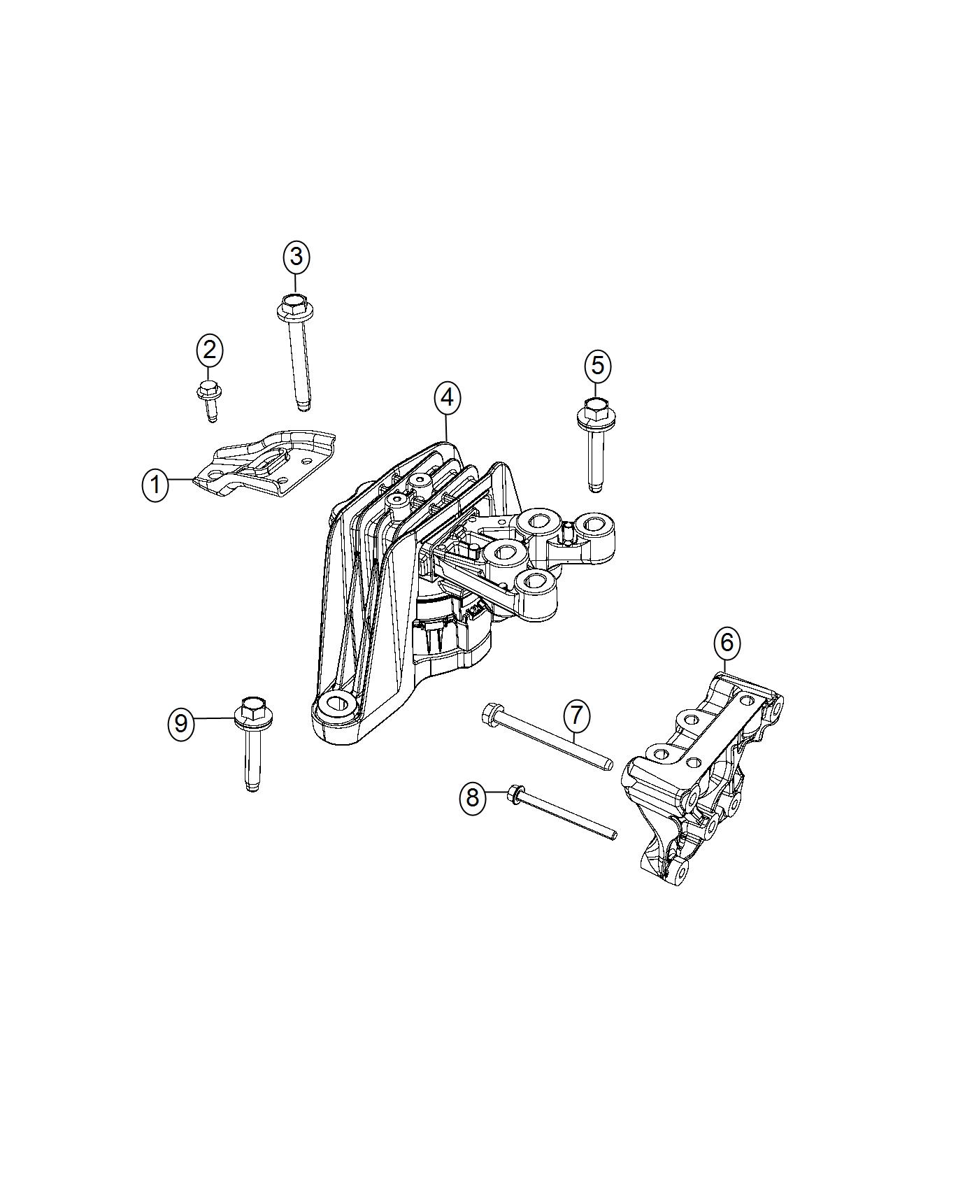 Diagram Engine Mounting Right Side 3.6L. for your 2017 Chrysler Pacifica  Limited Platinum 