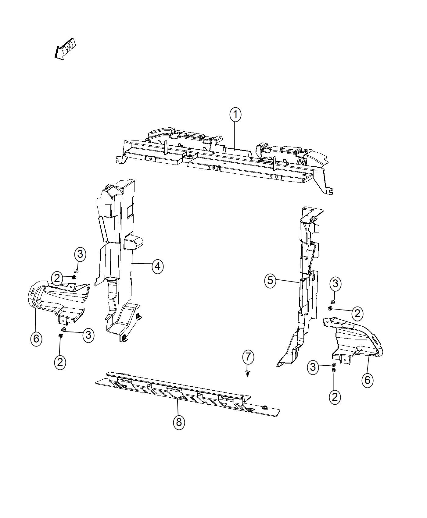 Diagram Radiator Shields, Seals, Baffles. for your 1997 Jeep Cherokee   