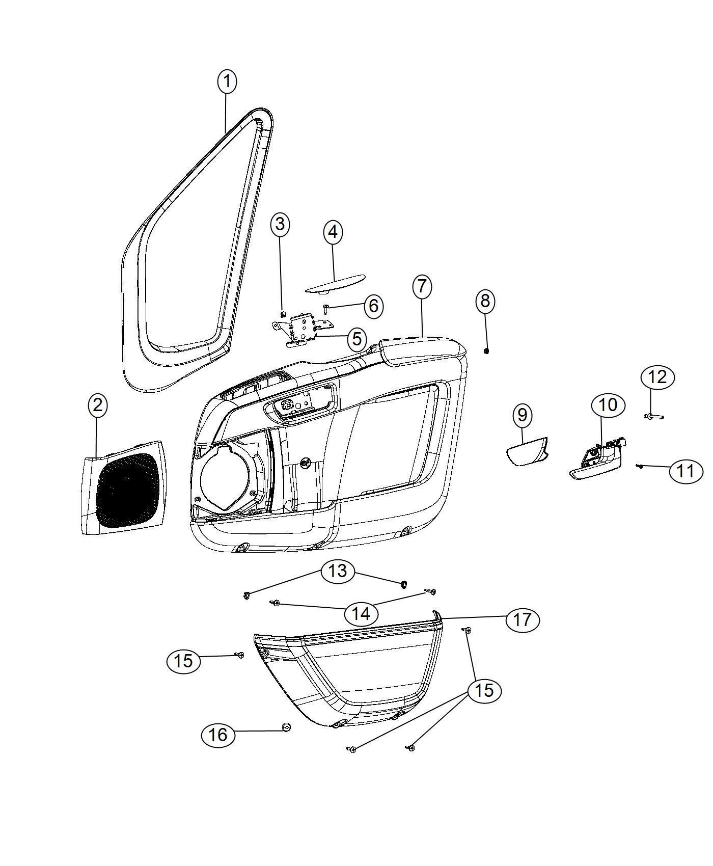 Front Upper Door Trim Panel. Diagram