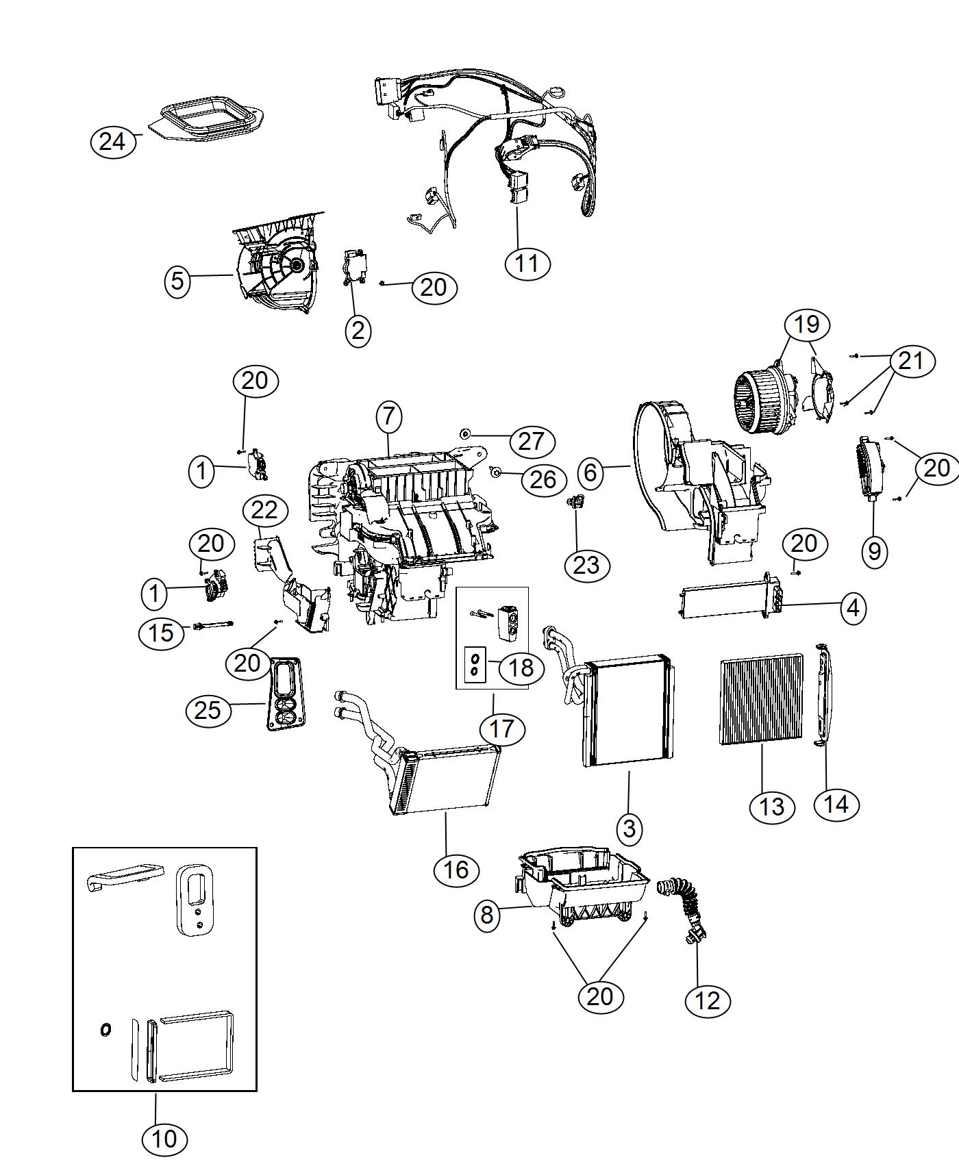 Diagram Air Conditioning and Heater Unit. for your 2019 Dodge Journey   