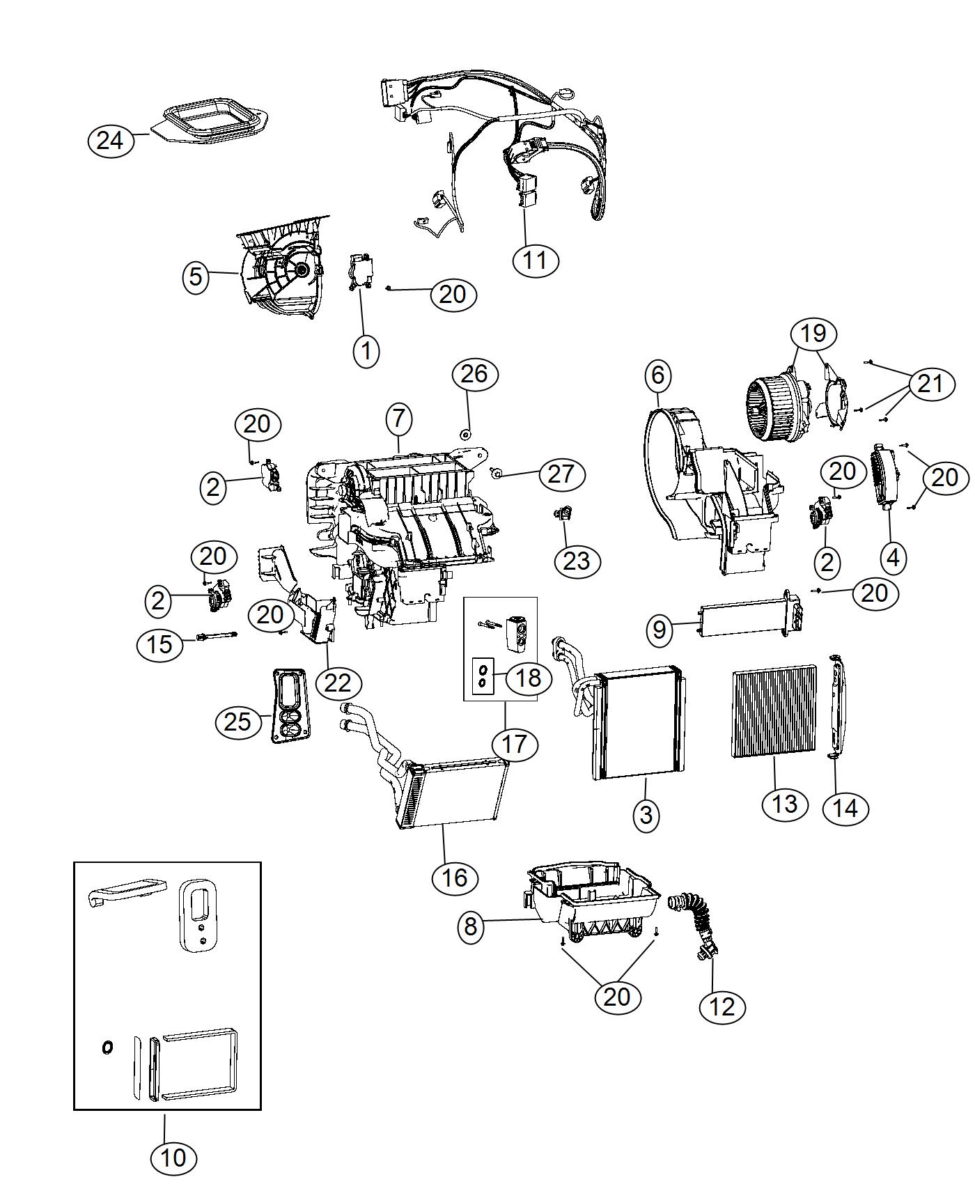 Diagram Air Conditioning and Heater Unit. for your 2019 Dodge Journey   