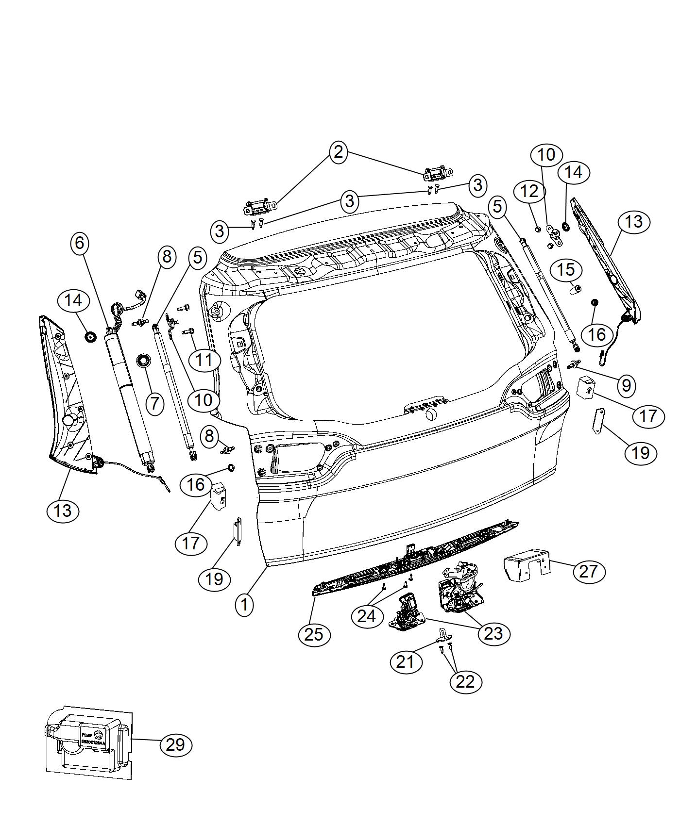 Diagram Liftgate. for your 1999 Chrysler 300  M 