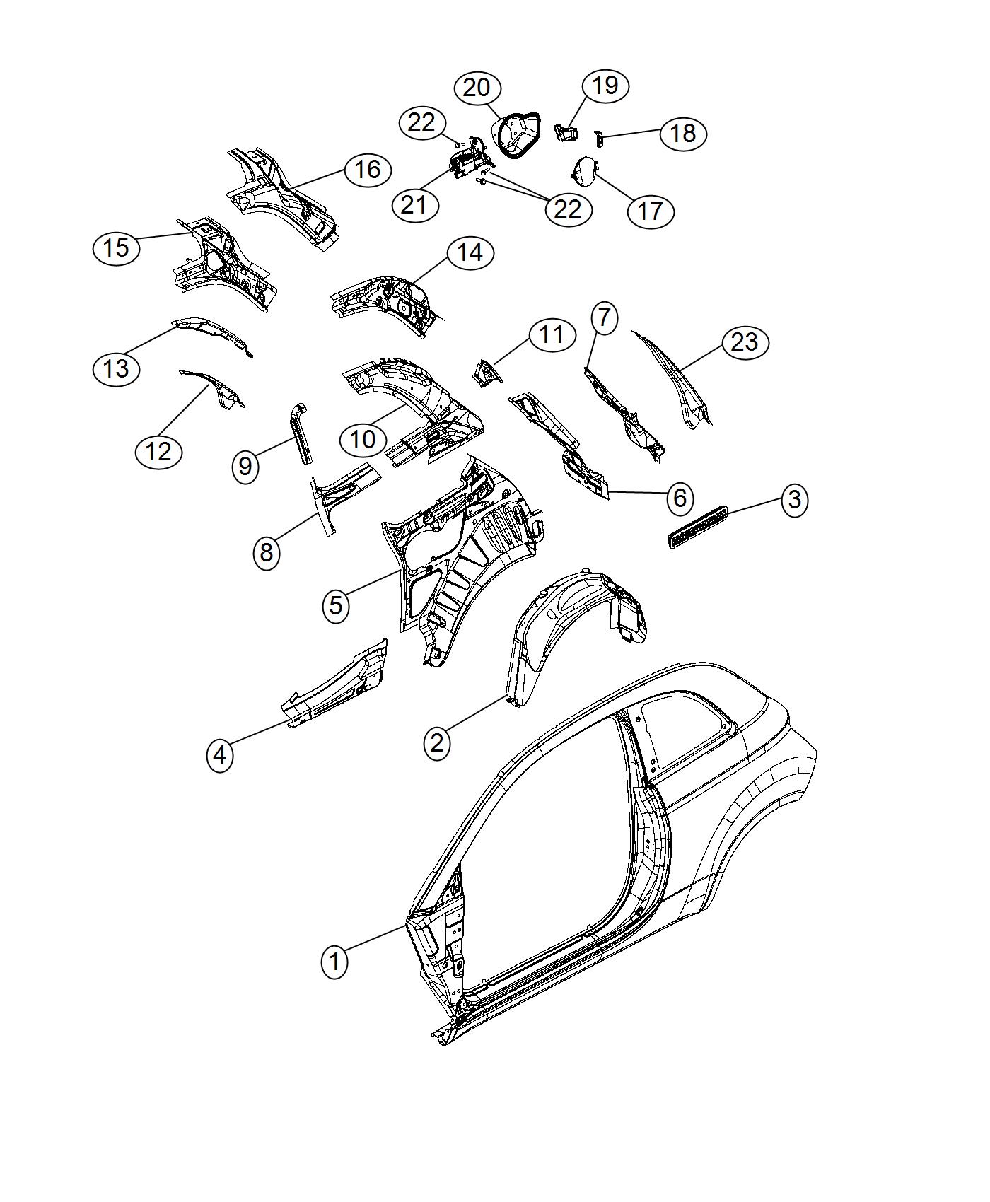 Diagram Quarter Panel. for your Fiat 500  