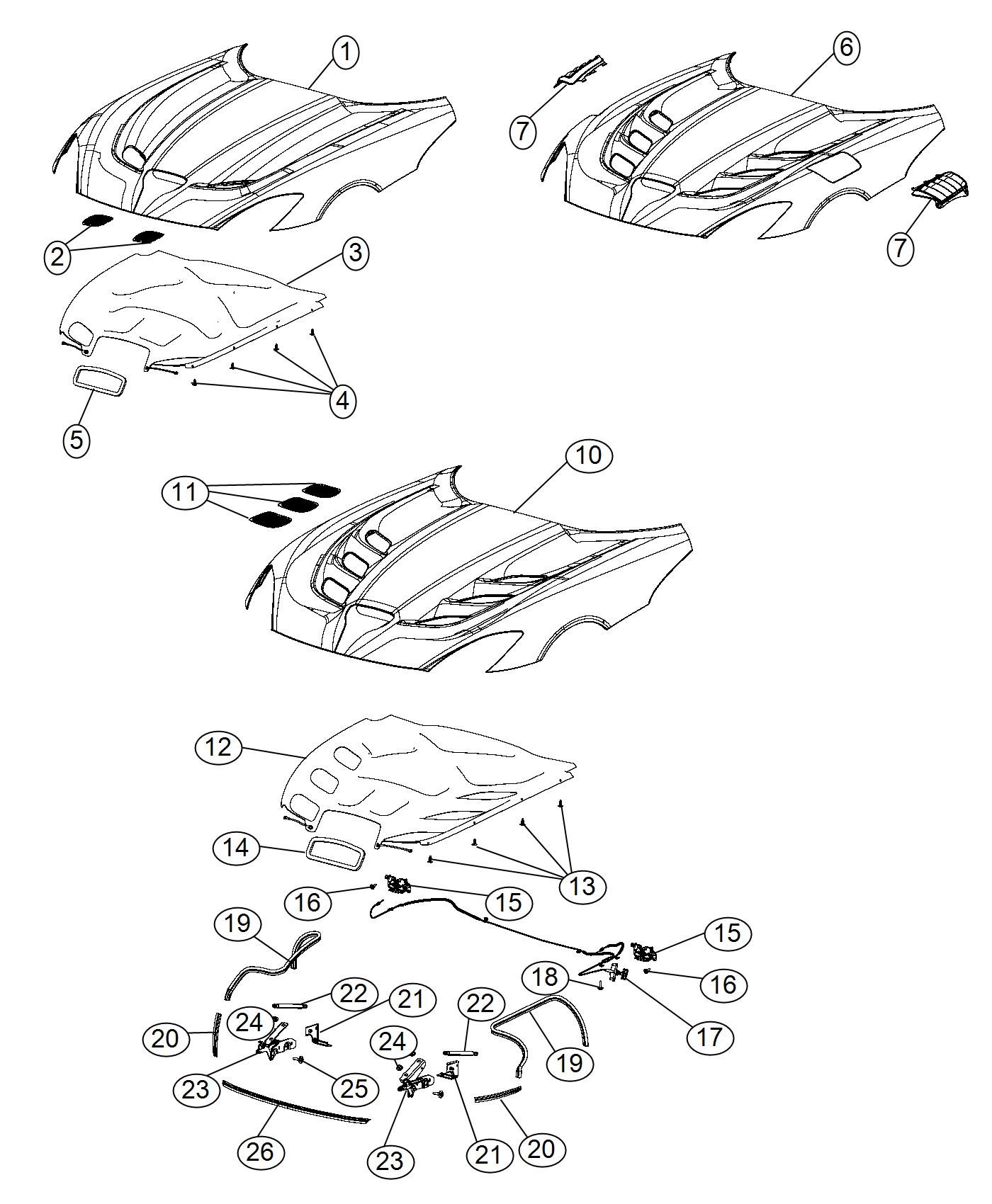 Diagram Hood and Related Parts. for your 1999 Chrysler 300  M 