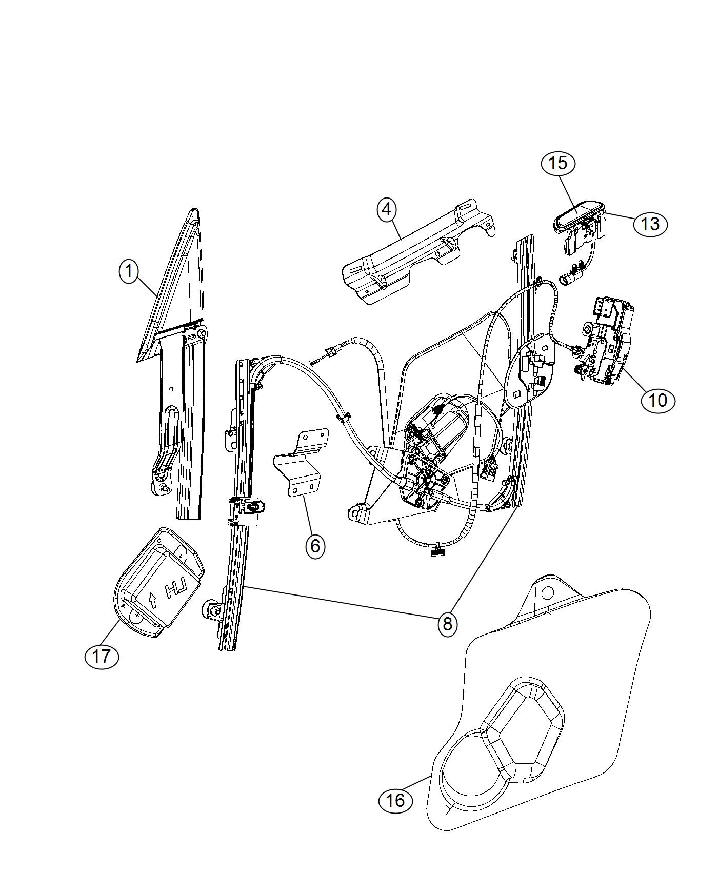 Diagram Front Door, Hardware Components. for your 2002 Chrysler 300  M 