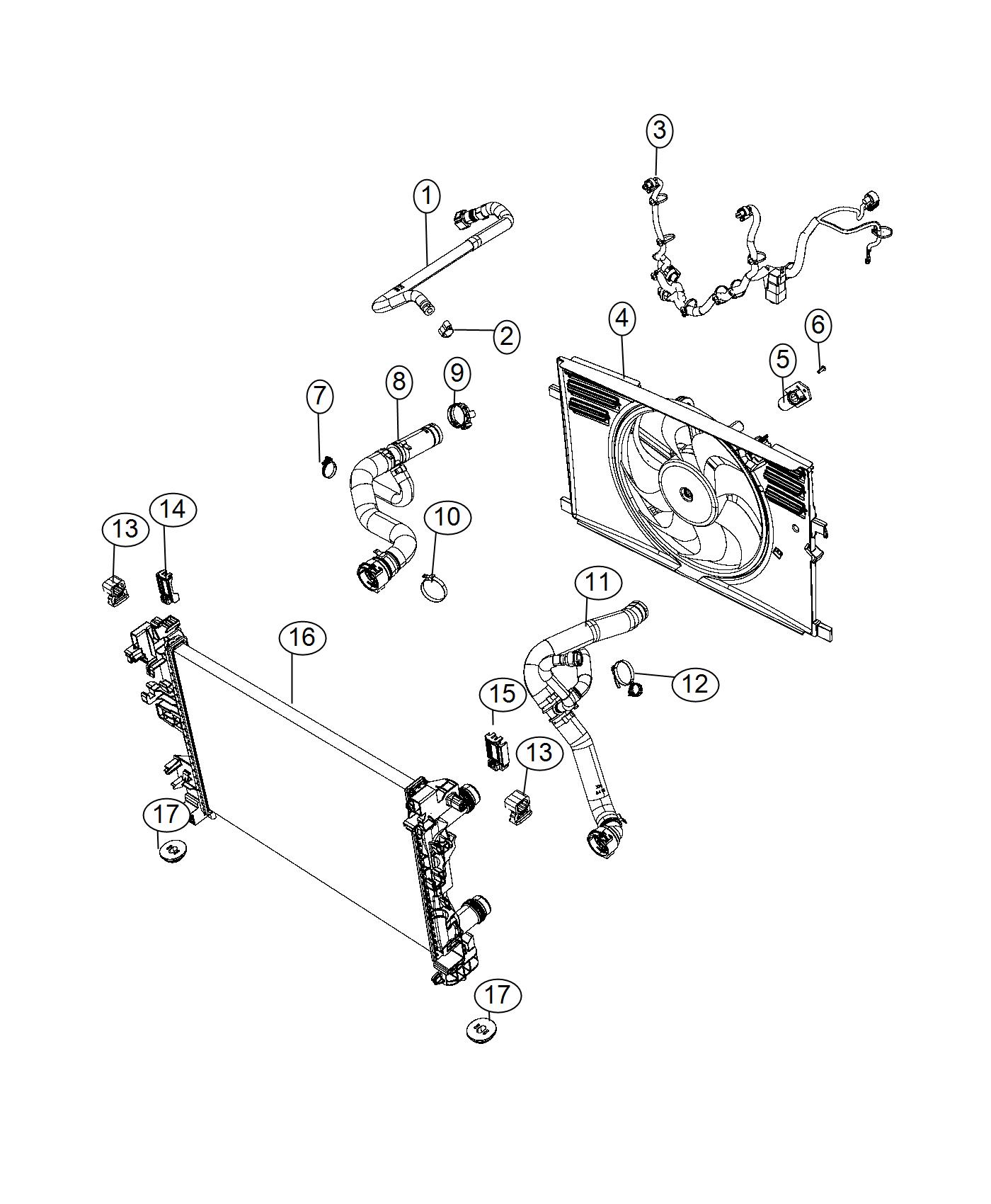 Radiator And Related Parts (Korea). Diagram