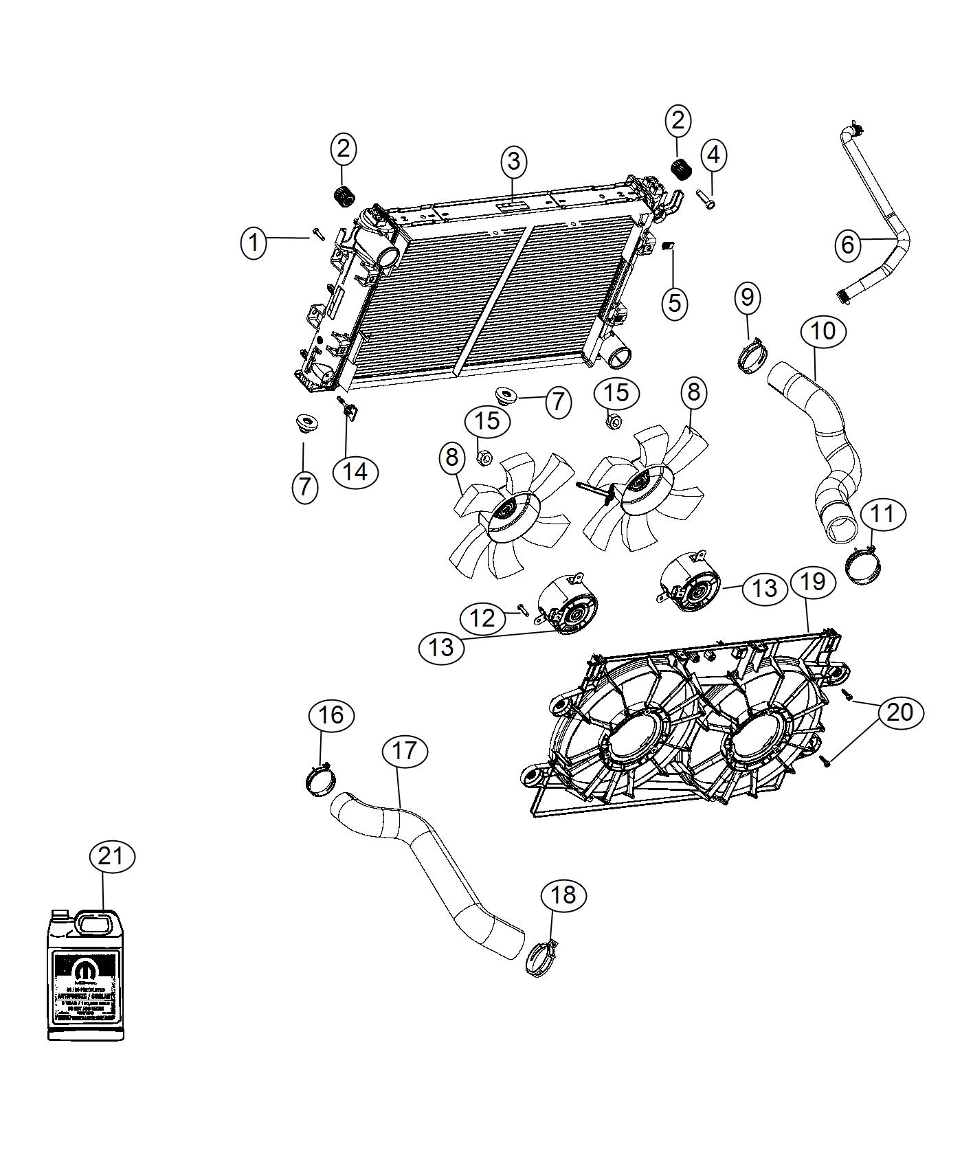 Diagram Radiator and Related Parts. for your 2010 Dodge Dakota   